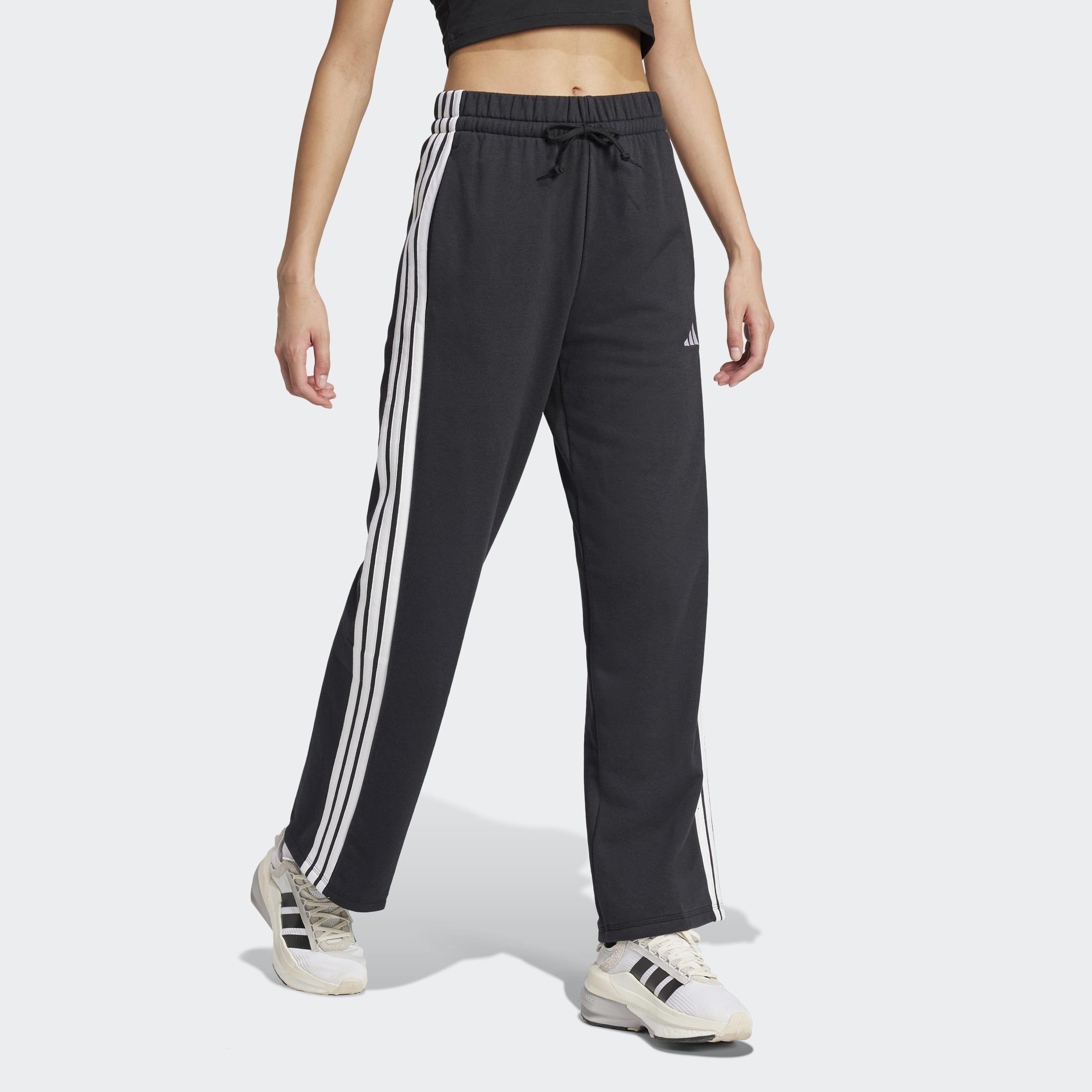 Essentials 3-Stripes Open Hem French Terry Joggers, Black, A701_ONE, large image number 4