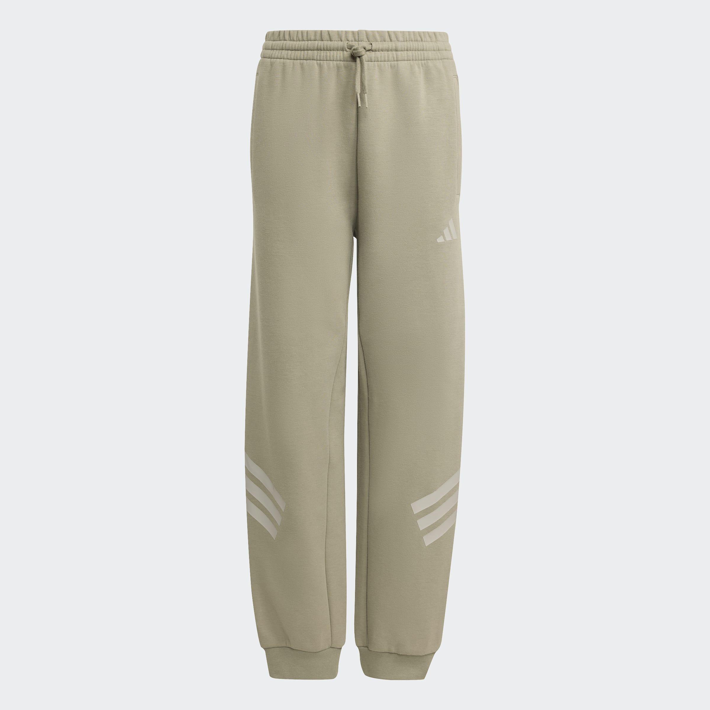 Kids Unisex Future Icons 3-Stripes Wide Pants, Green, A701_ONE, large image number 0