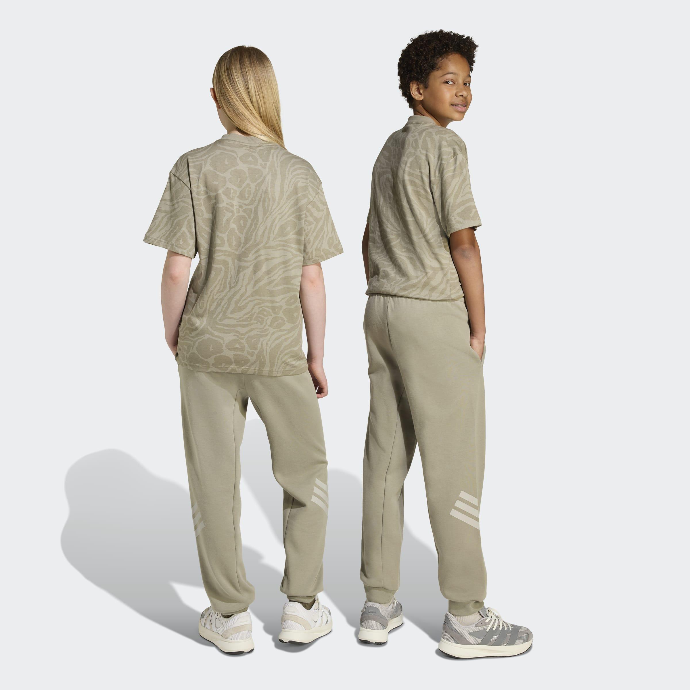 Kids Unisex Future Icons 3-Stripes Wide Pants, Green, A701_ONE, large image number 1