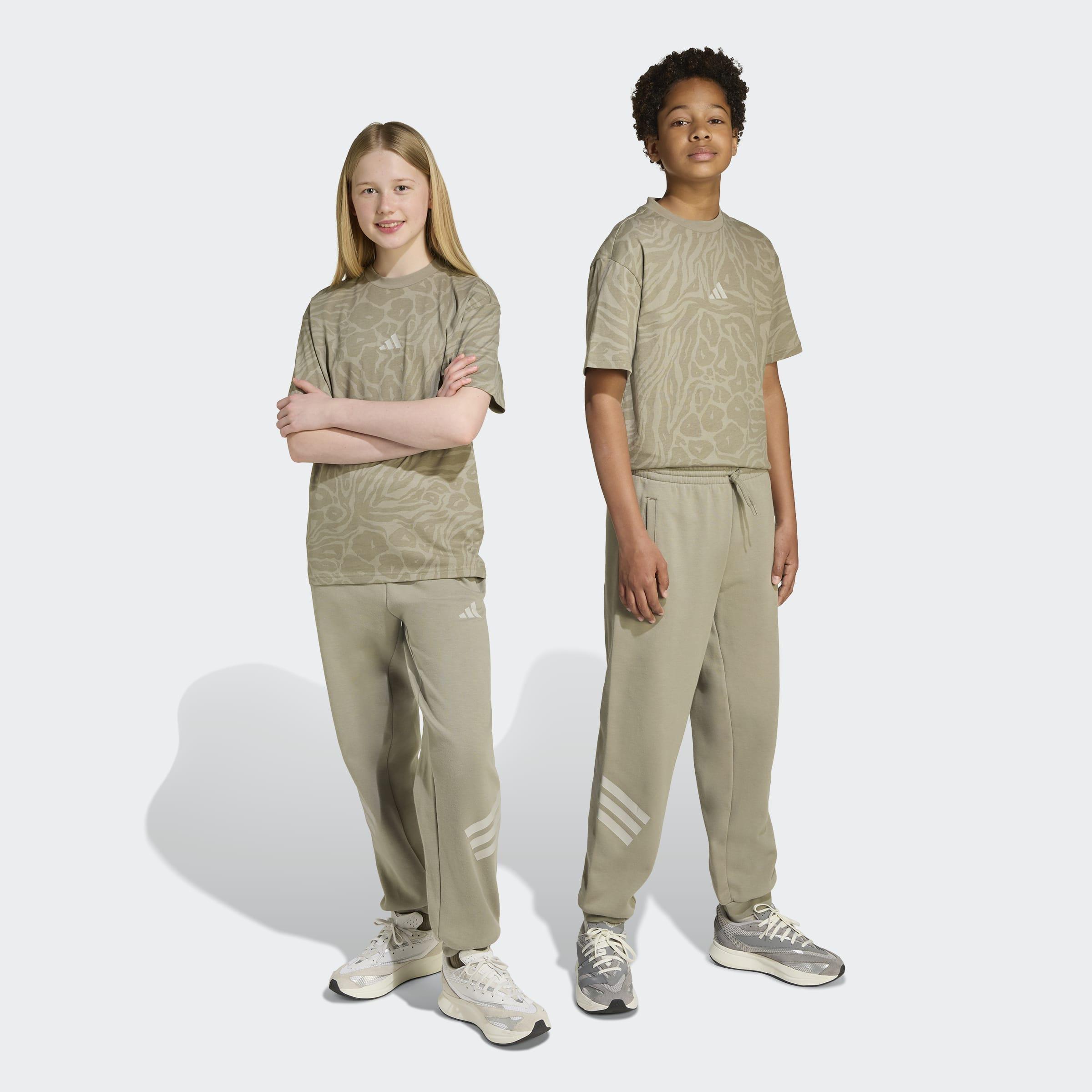 Kids Unisex Future Icons 3-Stripes Wide Pants, Green, A701_ONE, large image number 5