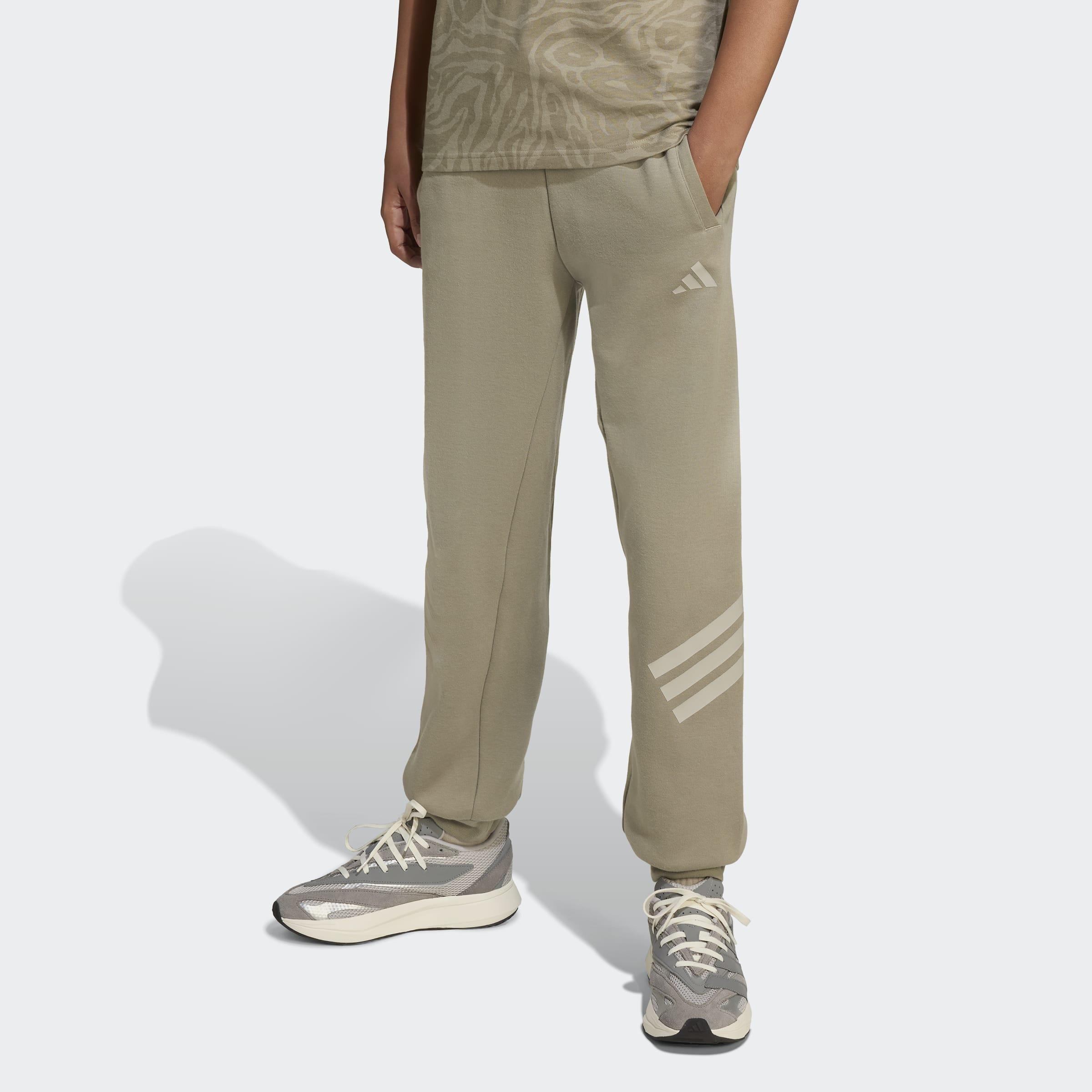 Kids Unisex Future Icons 3-Stripes Wide Pants, Green, A701_ONE, large image number 7