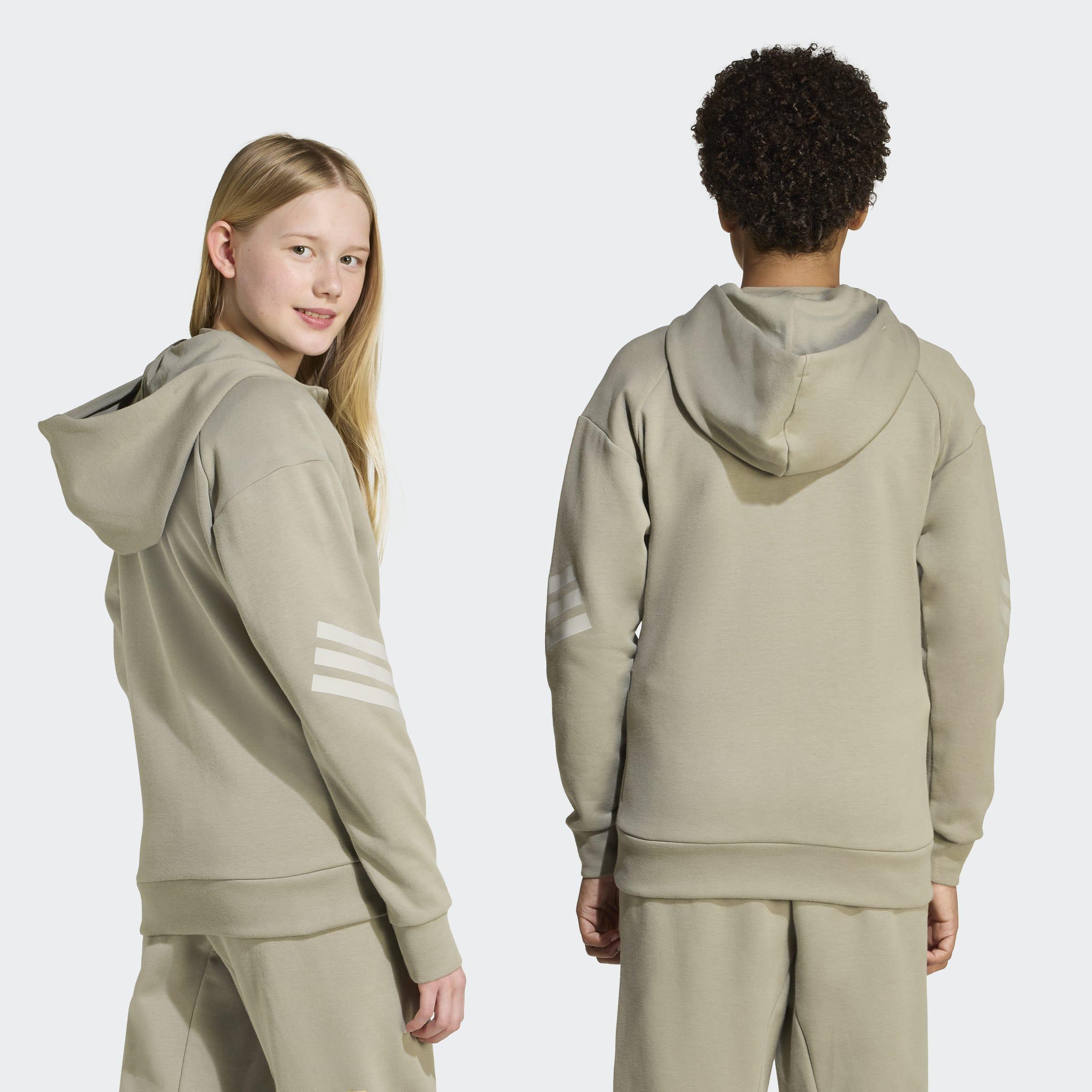 Kids Unisex Future Icons 3-Stripes Full-Zip Hooded Track Jacket, Green, A701_ONE, medium