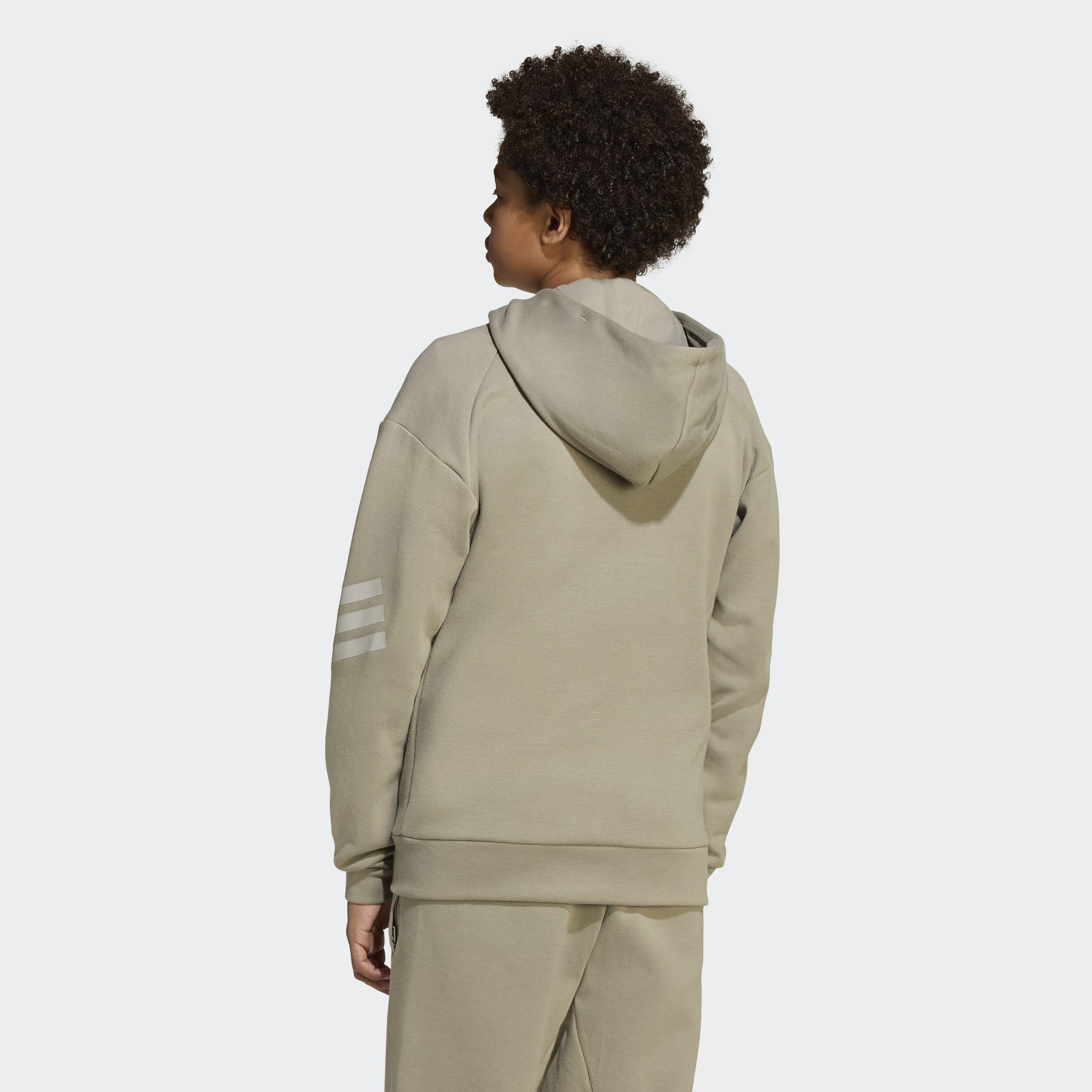 Kids Unisex Future Icons 3-Stripes Full-Zip Hooded Track Jacket, Green, A701_ONE, large image number 2