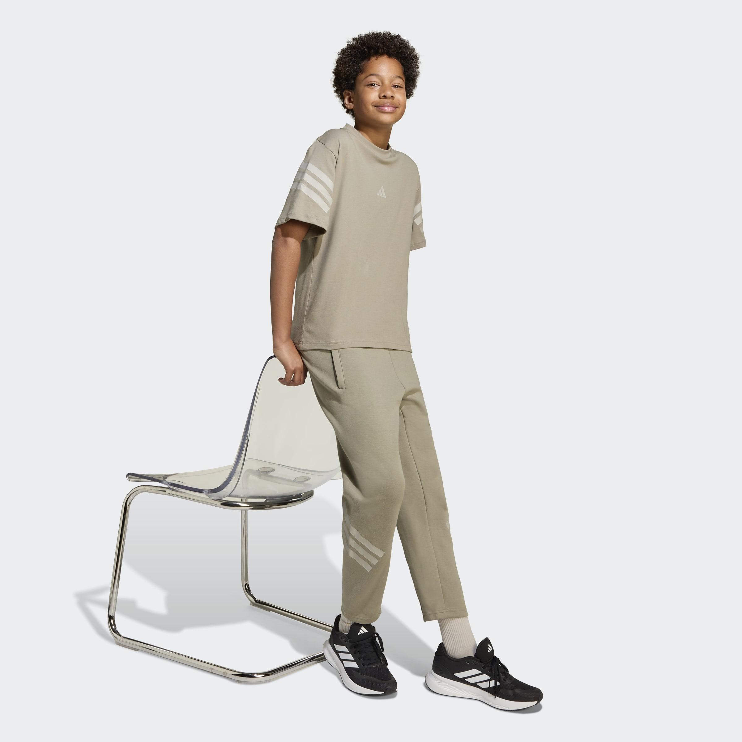 Kids Unisex Future Icons 3-Stripes T-Shirt, Green, A701_ONE, large image number 5