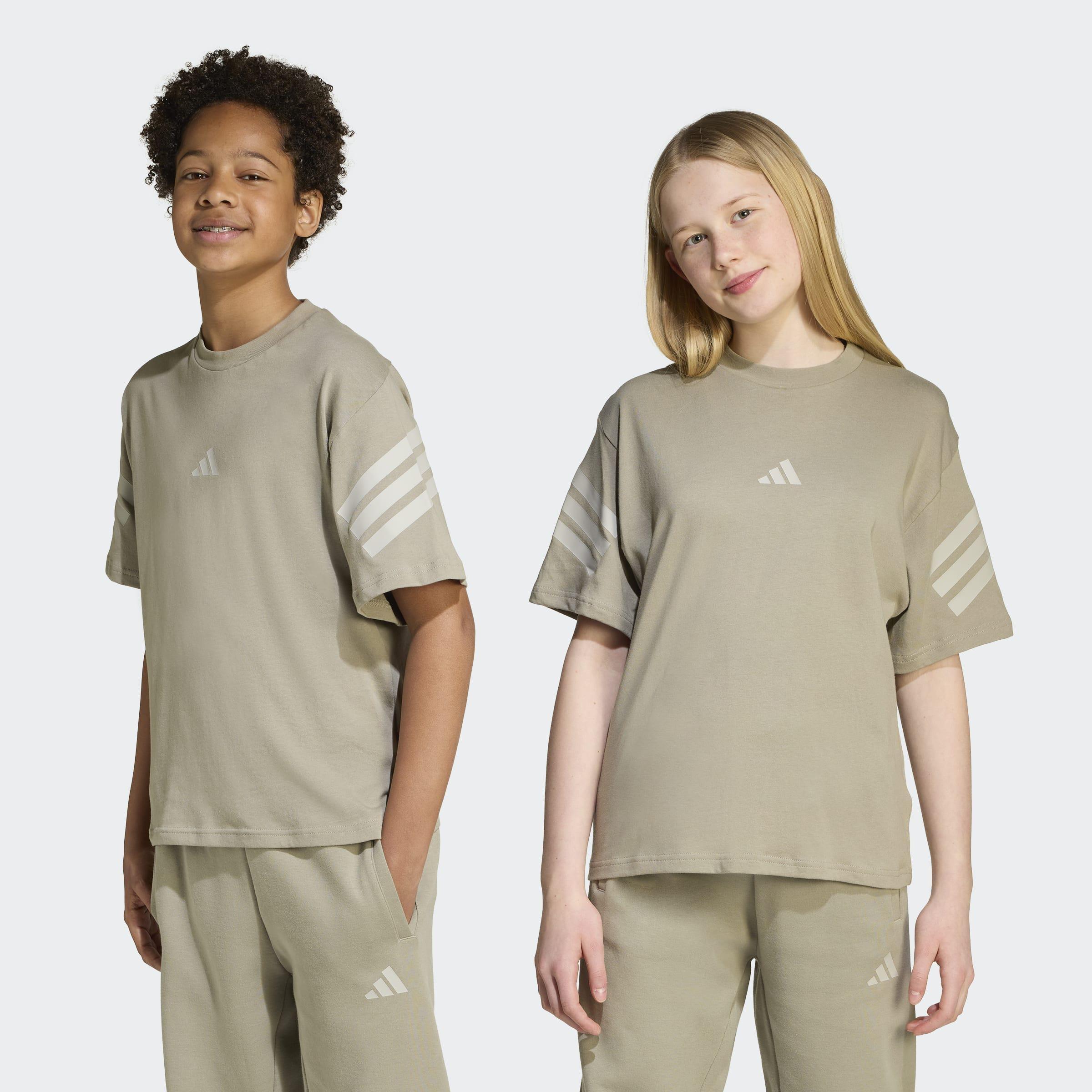 Kids Unisex Future Icons 3-Stripes T-Shirt, Green, A701_ONE, large image number 6