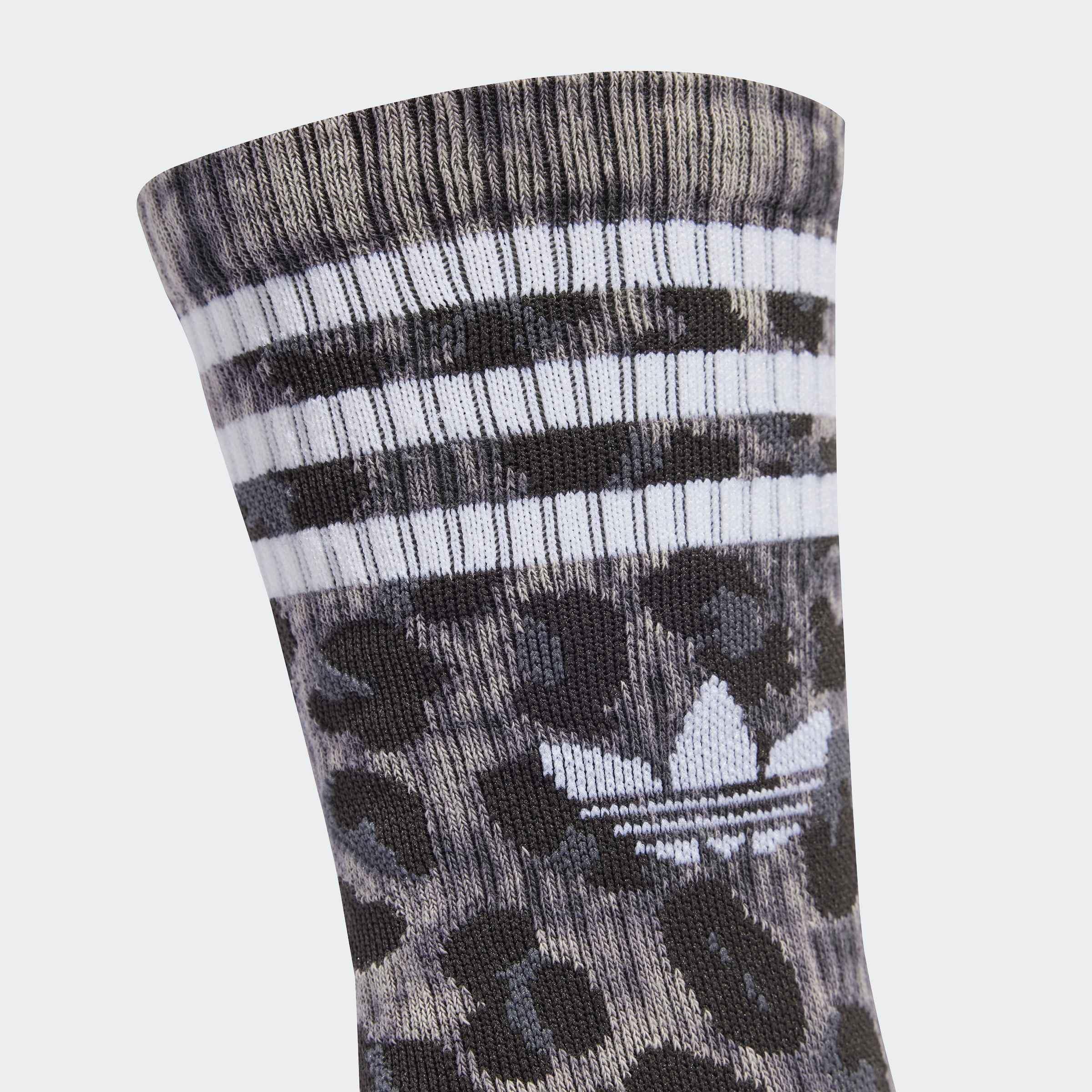 Unisex Leopard Crew Socks - 2 Pairs, Grey, A701_ONE, medium