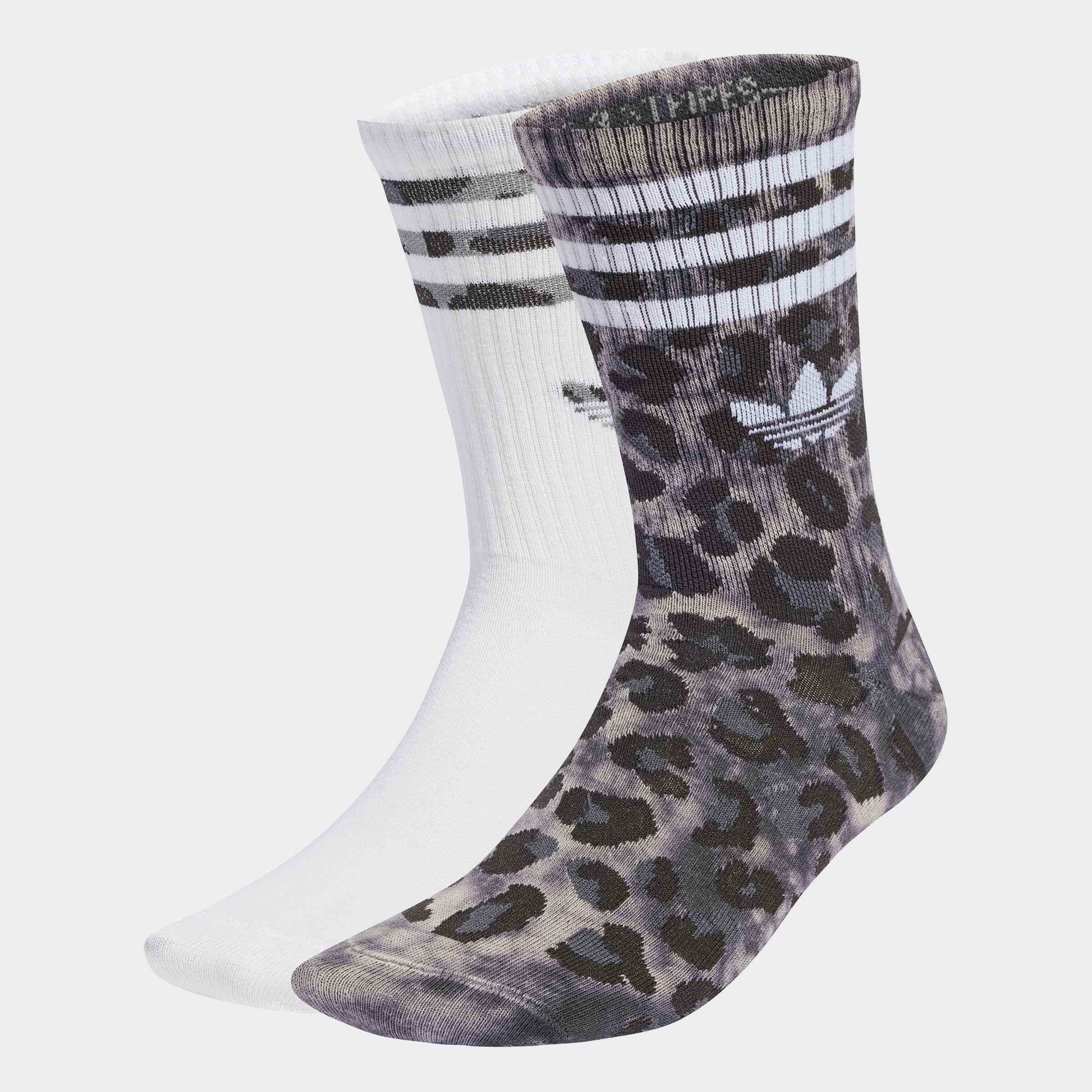 Unisex Leopard Crew Socks - 2 Pairs, Grey, A701_ONE, large image number 3