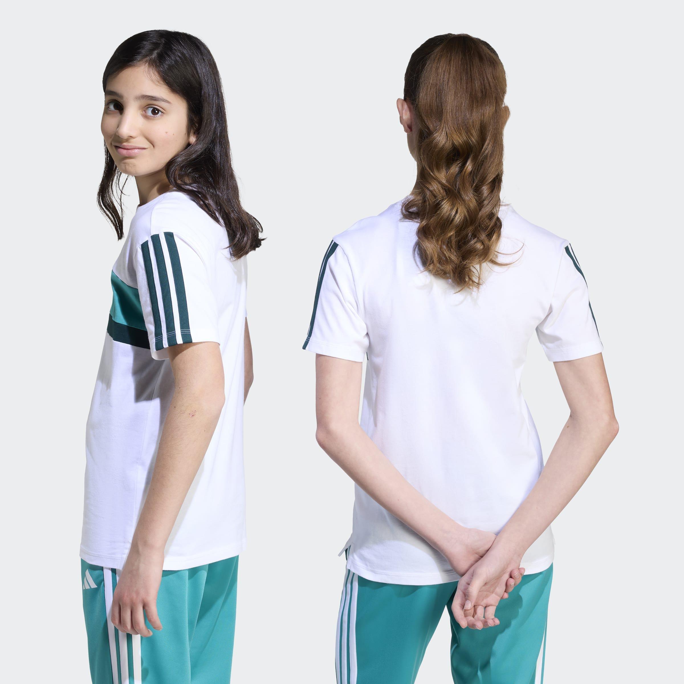 Kids Unisex Seasonal Essentials Tiberio 3-Stripes T-Shirt, White