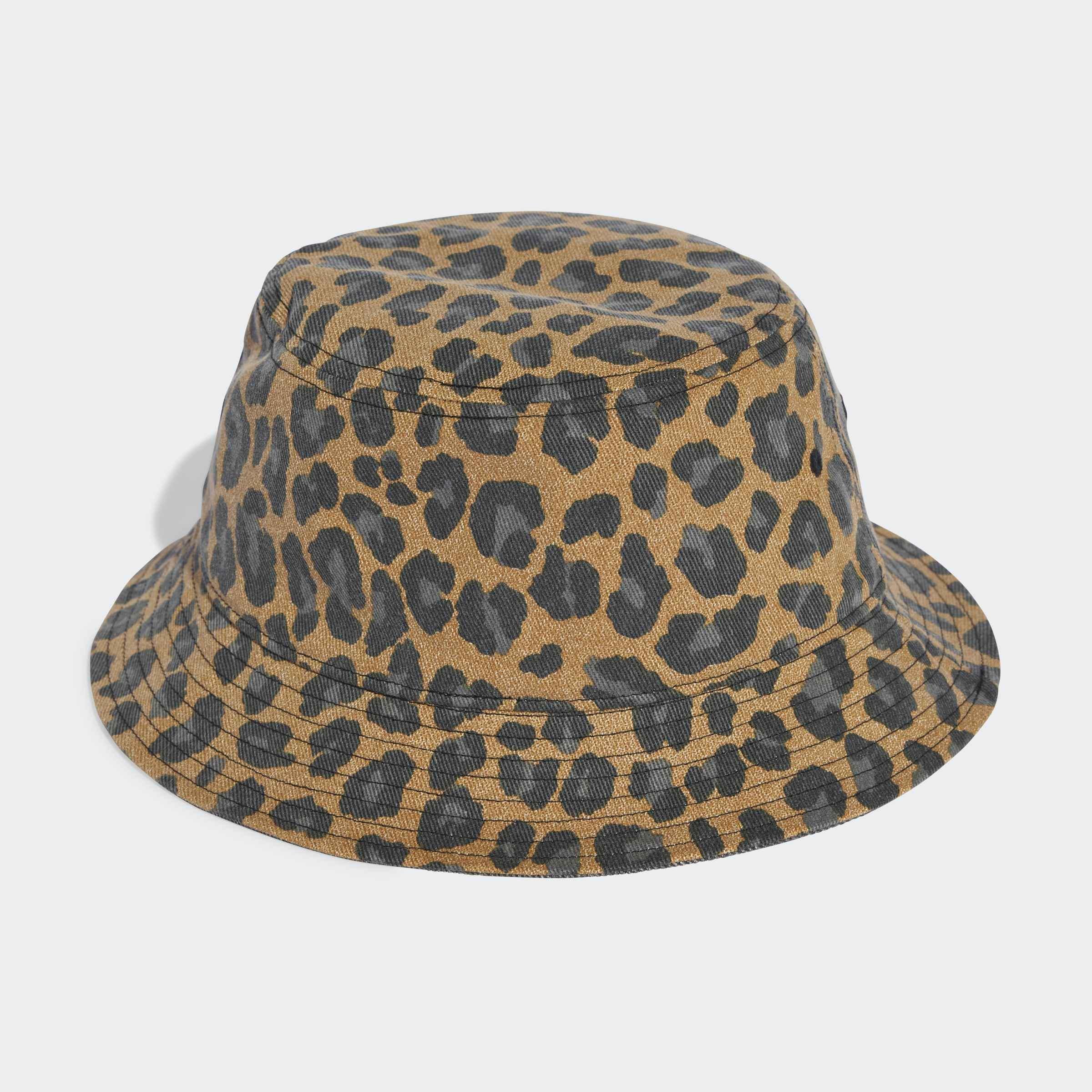 Unisex Leopard Bucket Hat, Brown, A701_ONE, large image number 1