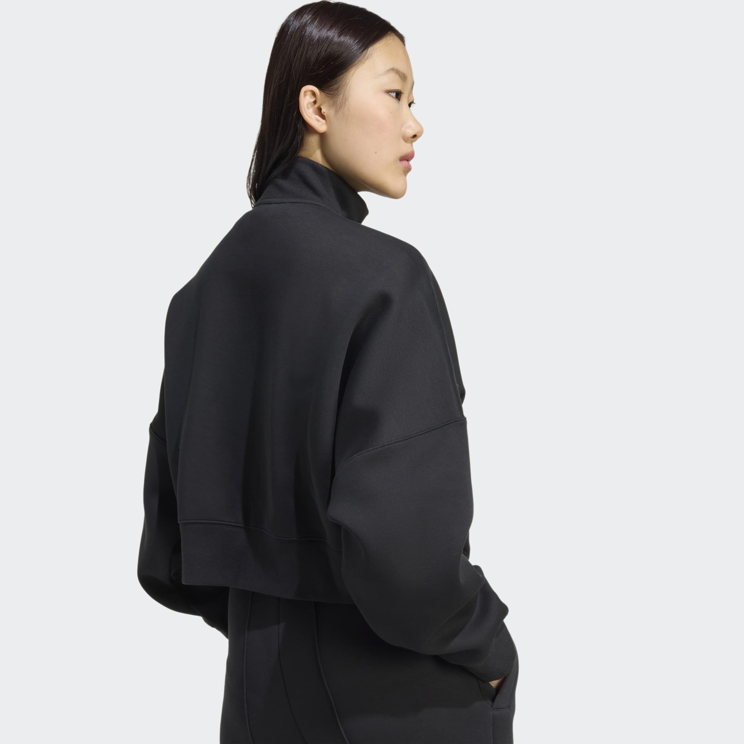 Off Placed 3-Stripes Zip Up, Black, A701_ONE, medium