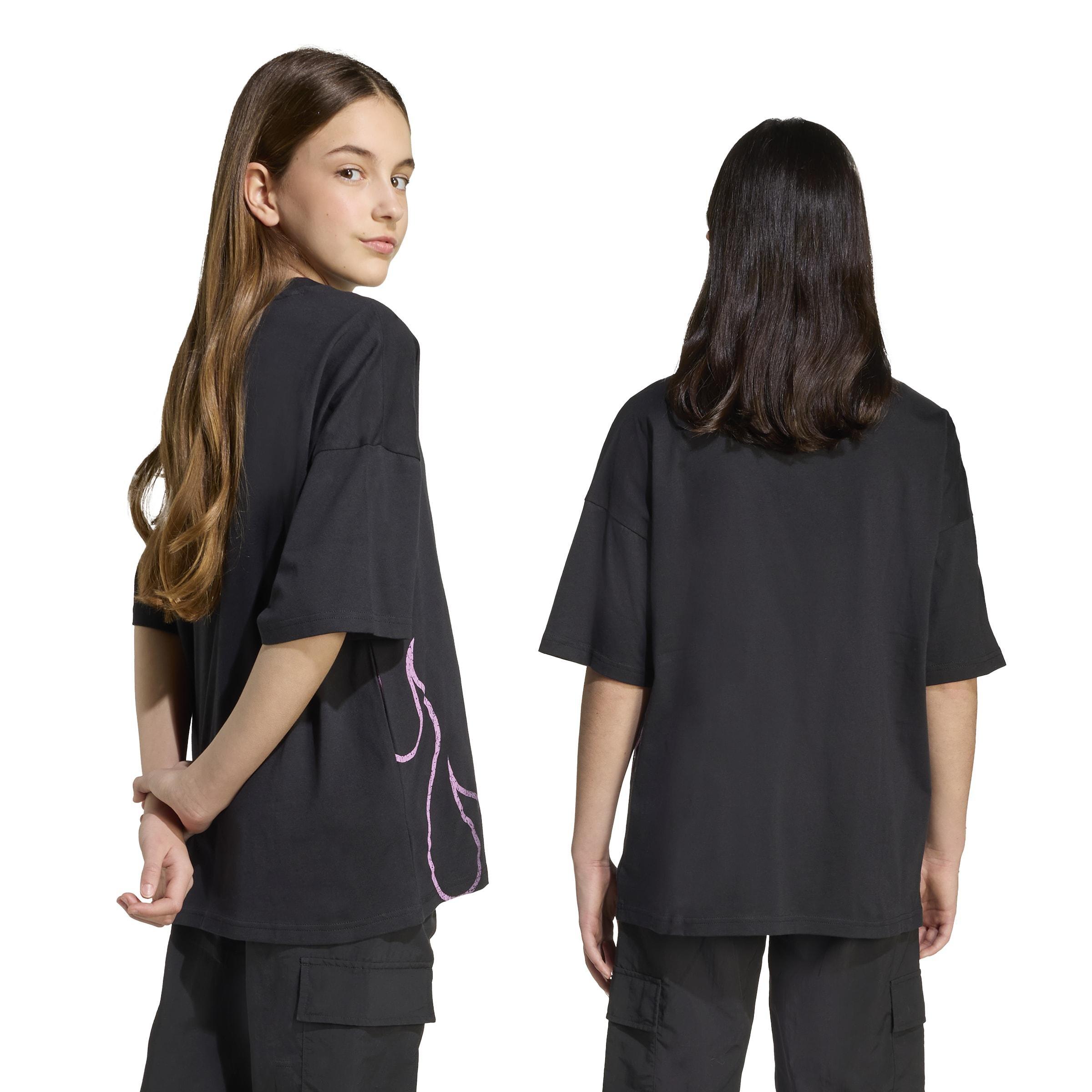 Kids Unisex Flames T-Shirt, Black, A701_ONE, medium