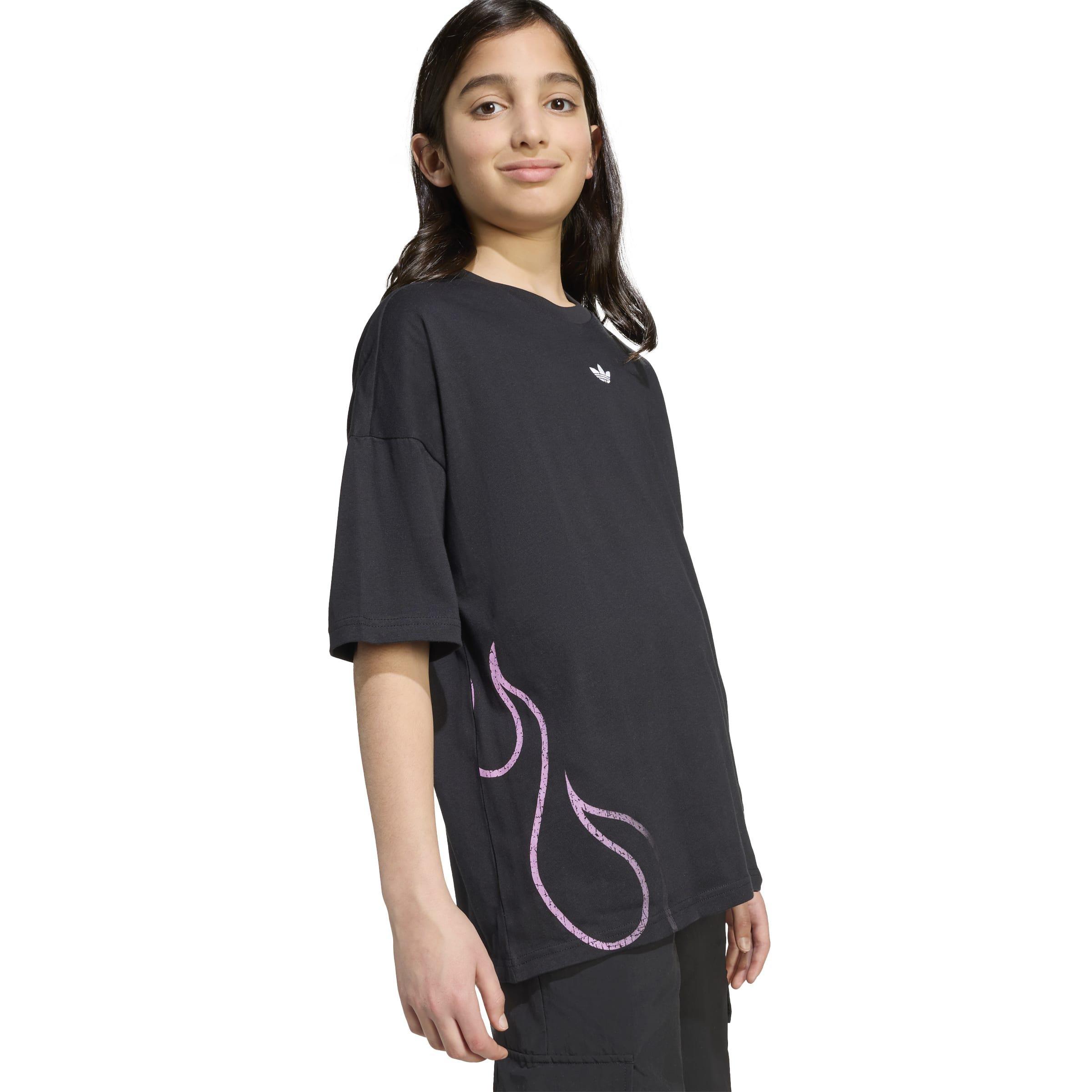 Kids Unisex Flames T-Shirt, Black, A701_ONE, large image number 3