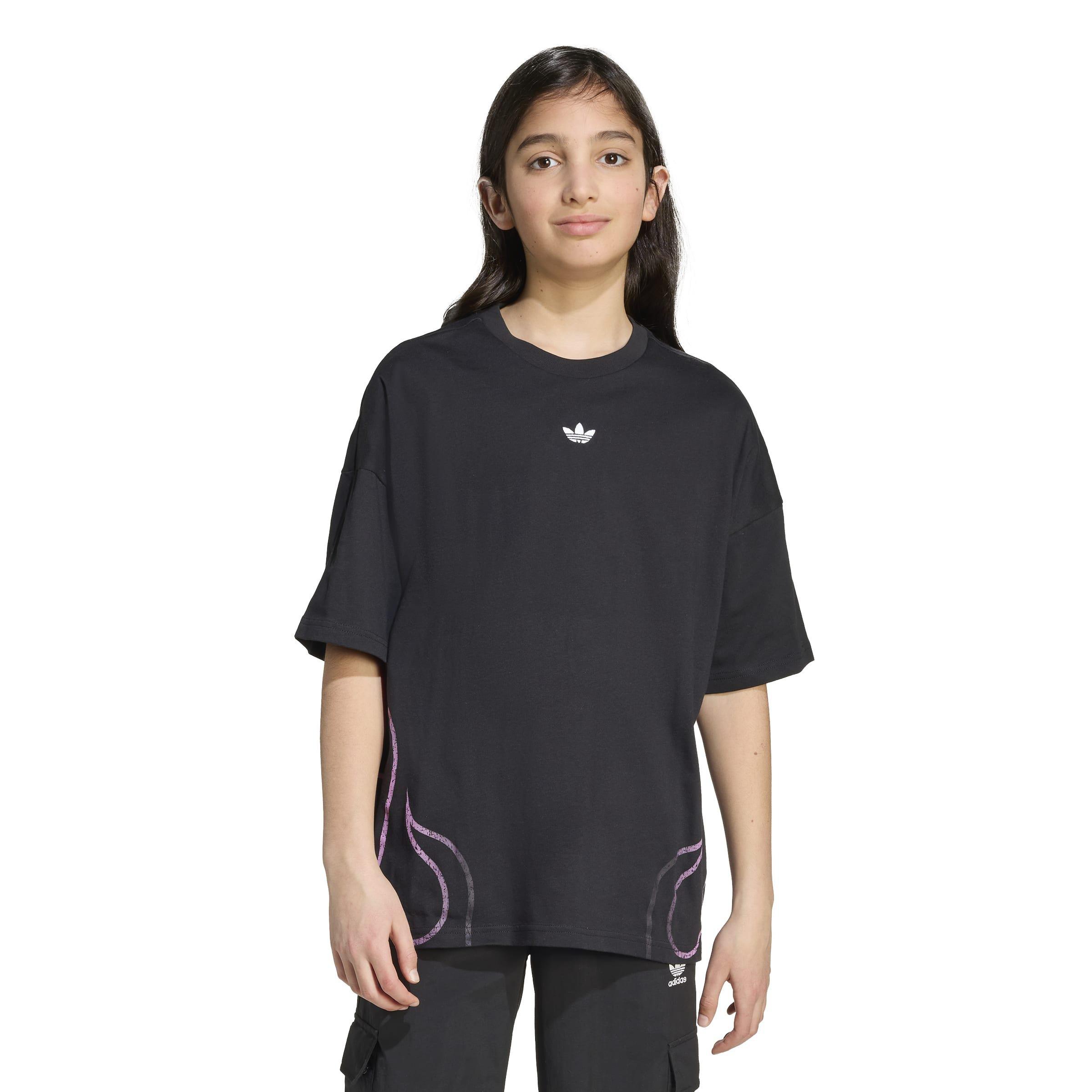 Kids Unisex Flames T-Shirt, Black, A701_ONE, large image number 5