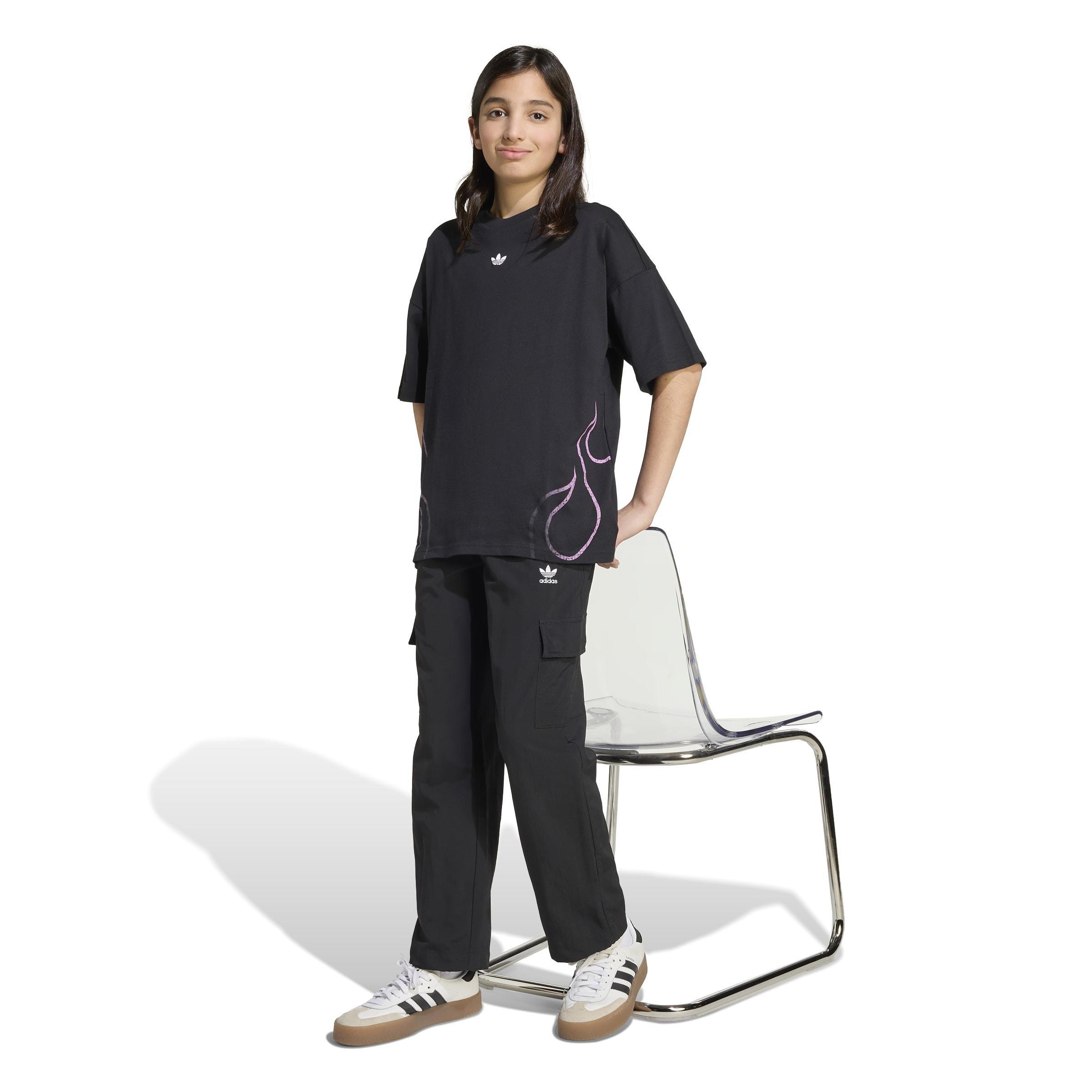 Kids Unisex Flames T-Shirt, Black, A701_ONE, large image number 10