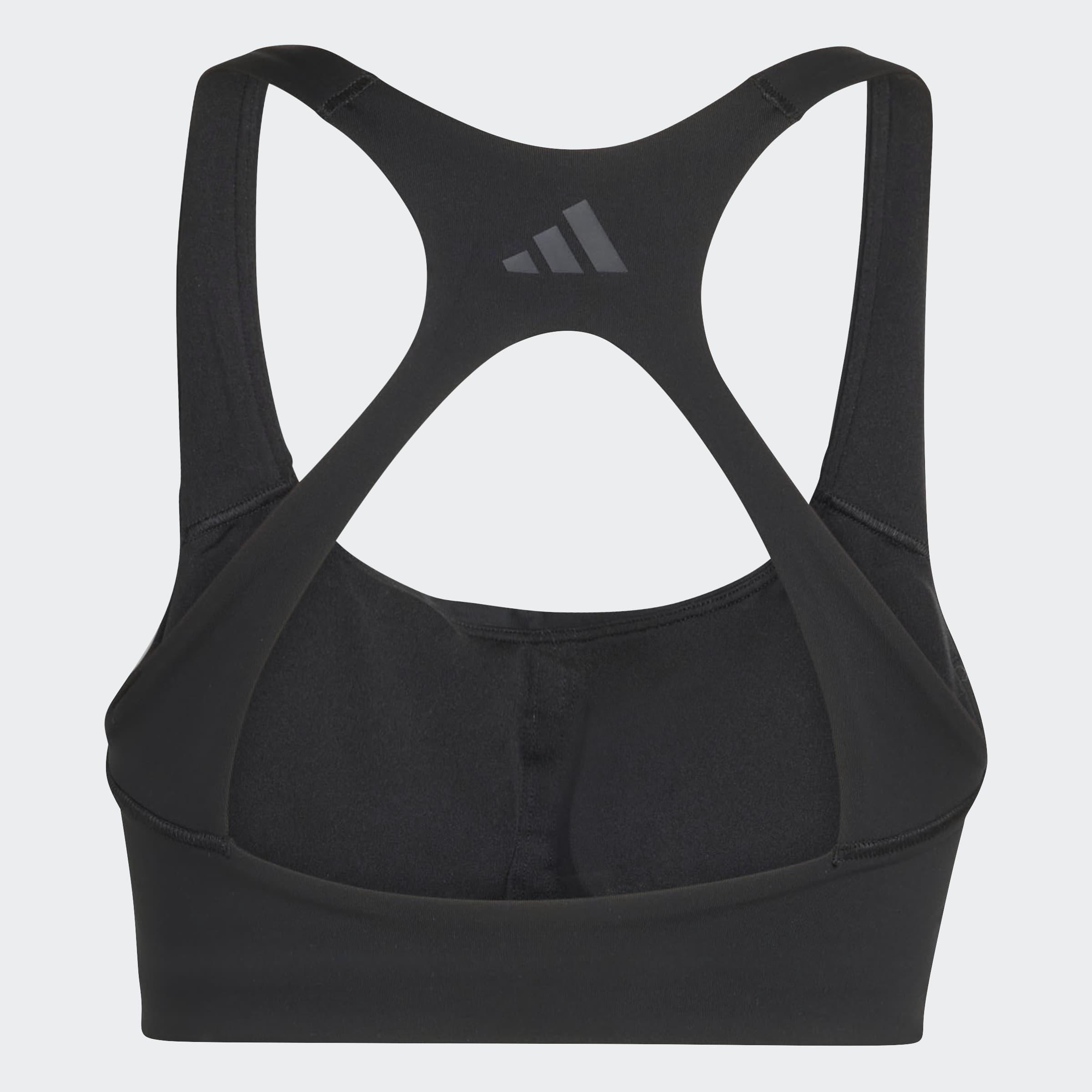 Optime Workout 3-Stripes Medium Support Bra, Black, A701_ONE, medium