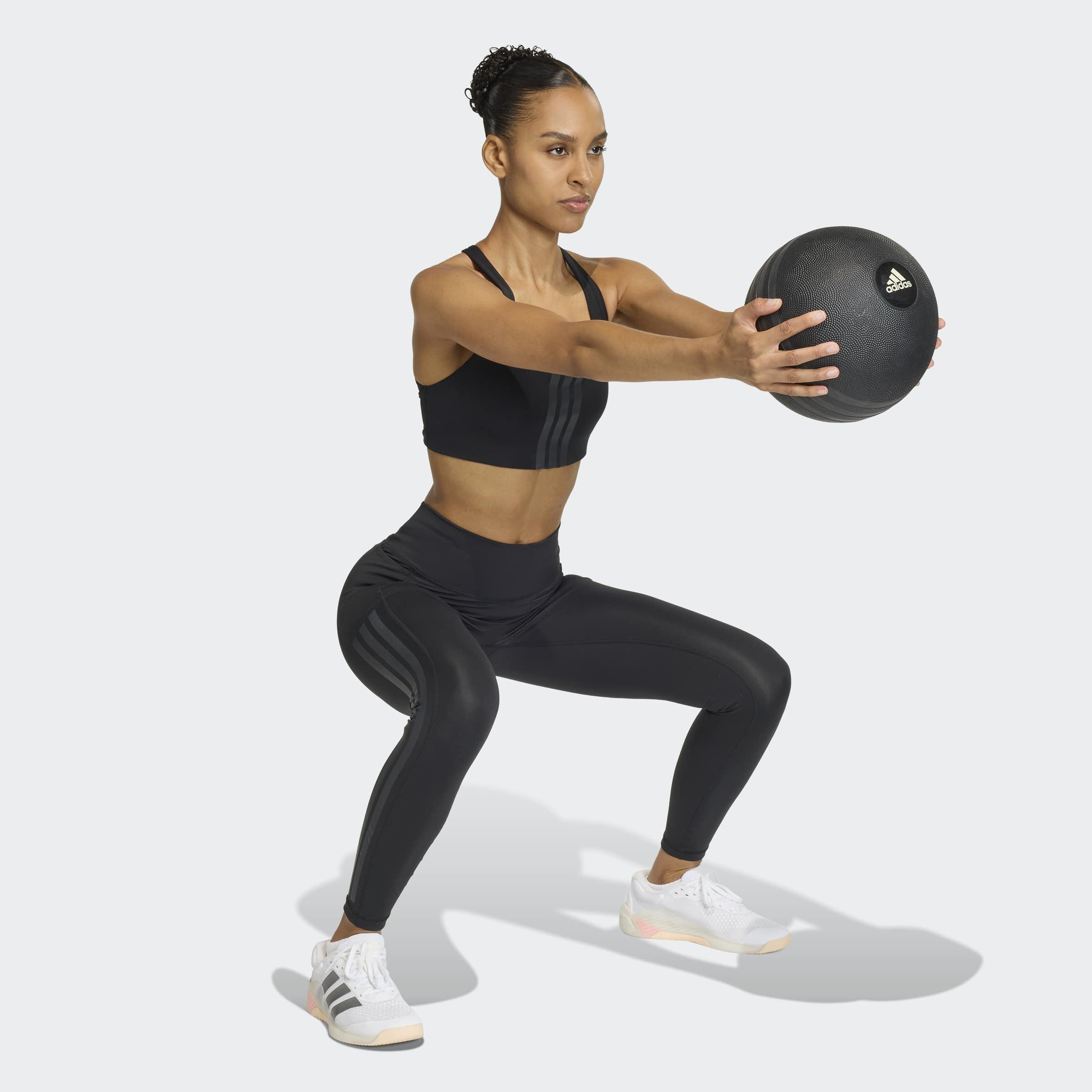 Optime Workout 3-Stripes Medium Support Bra, Black, A701_ONE, large image number 6