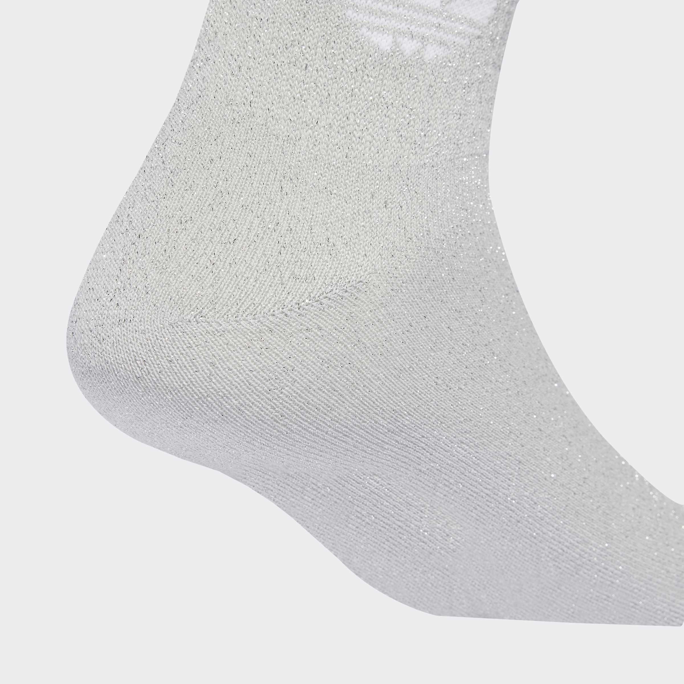Unisex 3-Stripes Glitter Crew Socks - 2 Pairs, Grey, A701_ONE, large image number 2