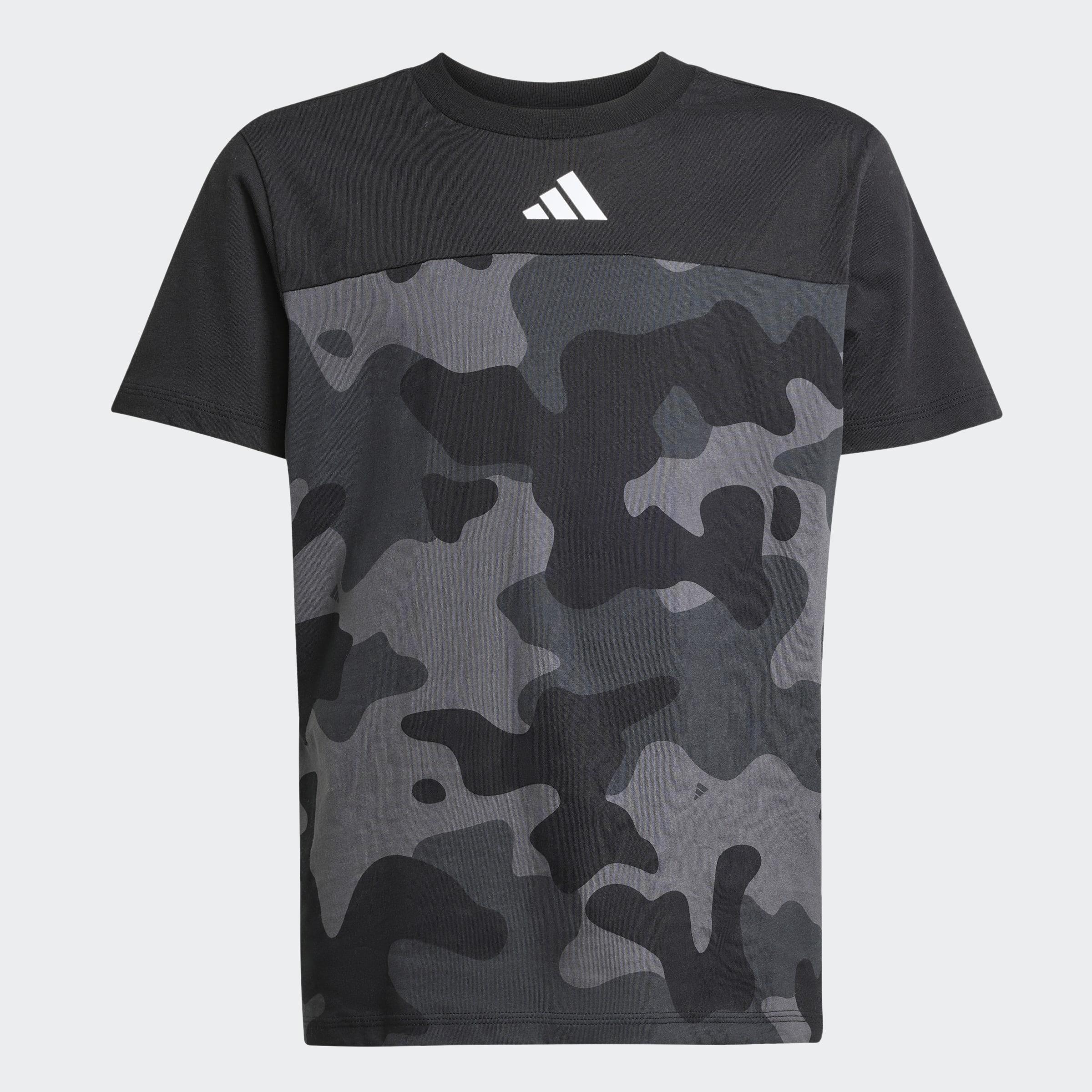 Kids Unisex Seasonal Essentials Camo Cotton T-Shirt, Black, A701_ONE, large image number 0