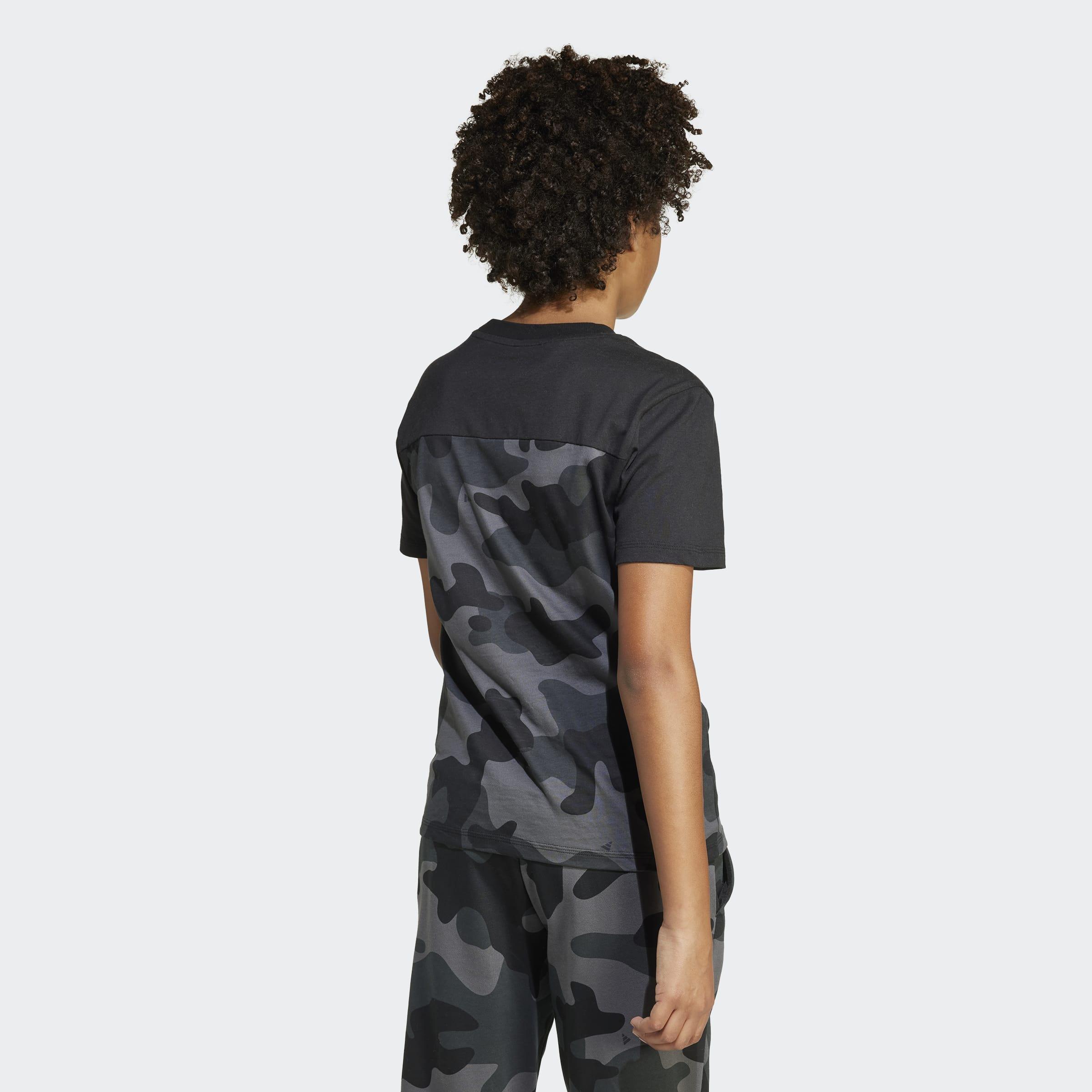 Kids Unisex Seasonal Essentials Camo Cotton T-Shirt, Black, A701_ONE, large image number 1