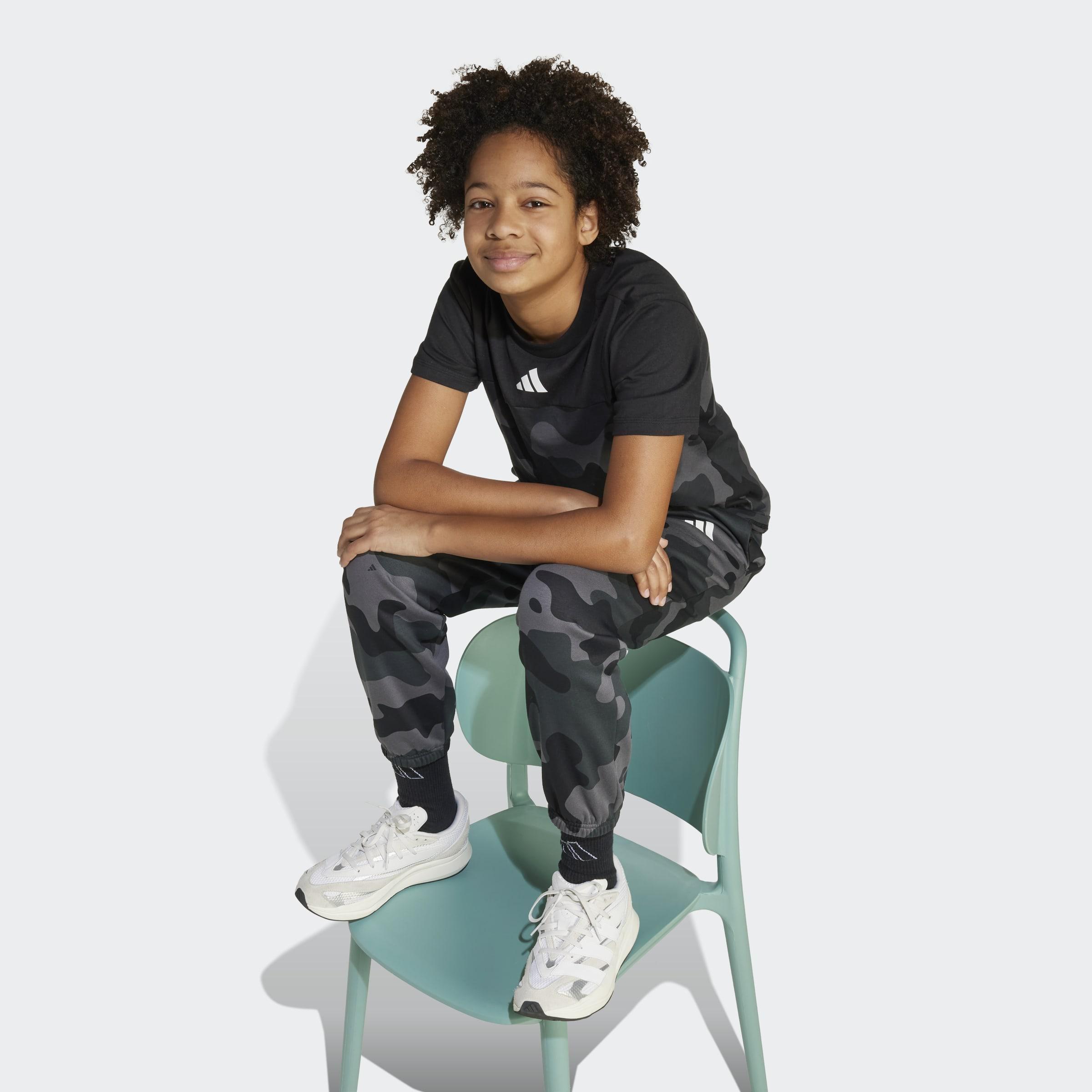 Kids Unisex Seasonal Essentials Camo Cotton T-Shirt, Black, A701_ONE, large image number 6