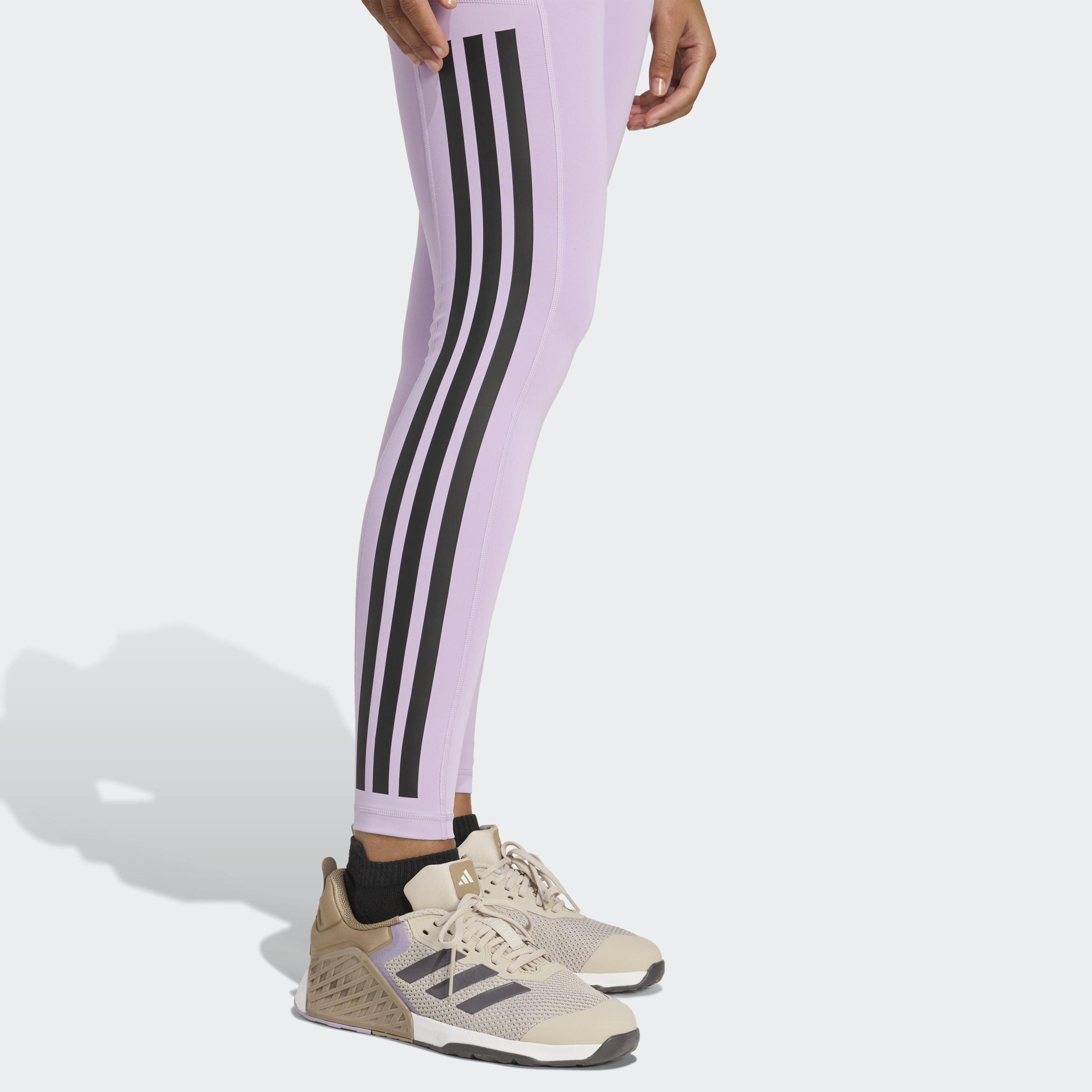 Optime 3-Stripes Full Length Leggings, Purple, A701_ONE, large image number 3