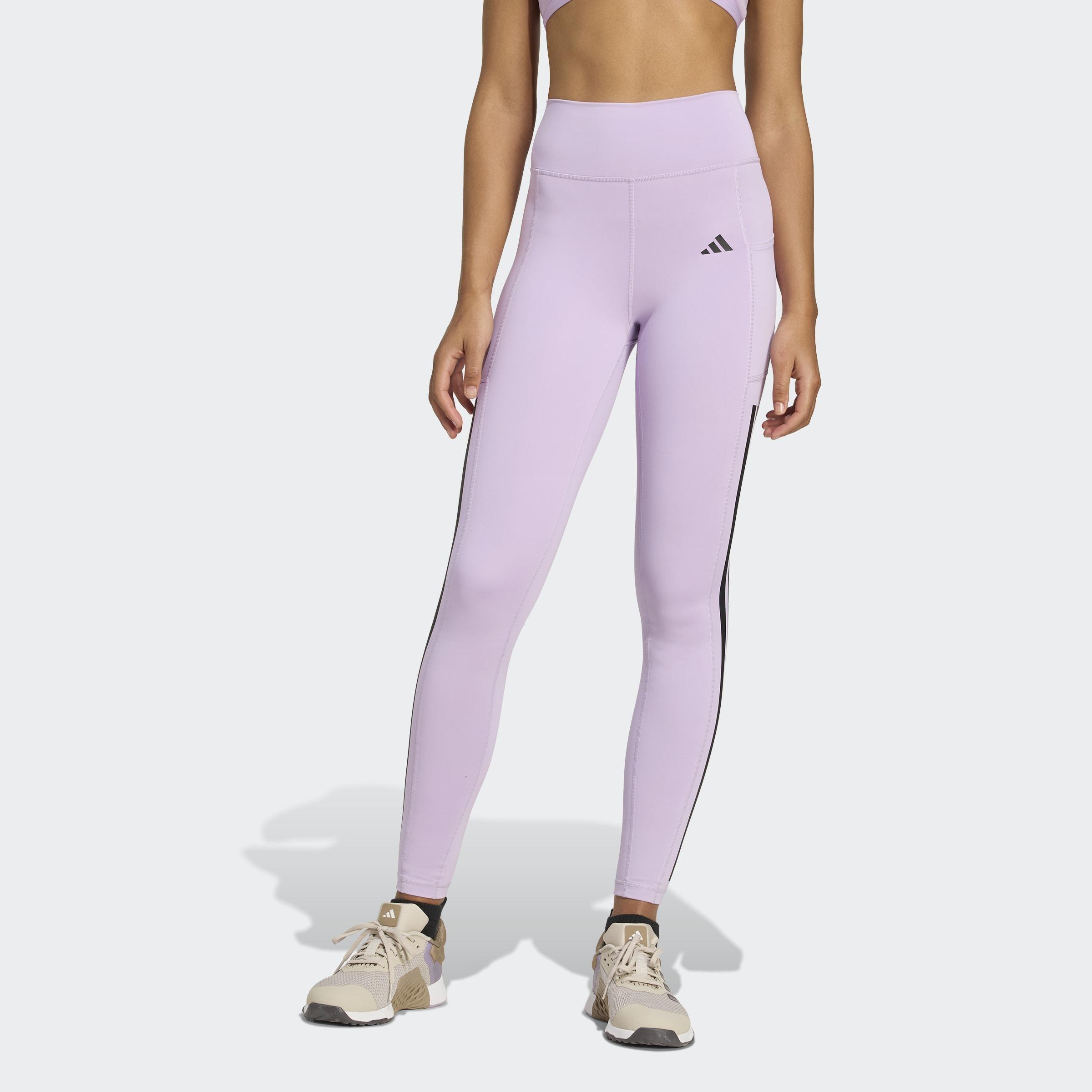 Optime 3-Stripes Full Length Leggings, Purple, A701_ONE, large image number 8