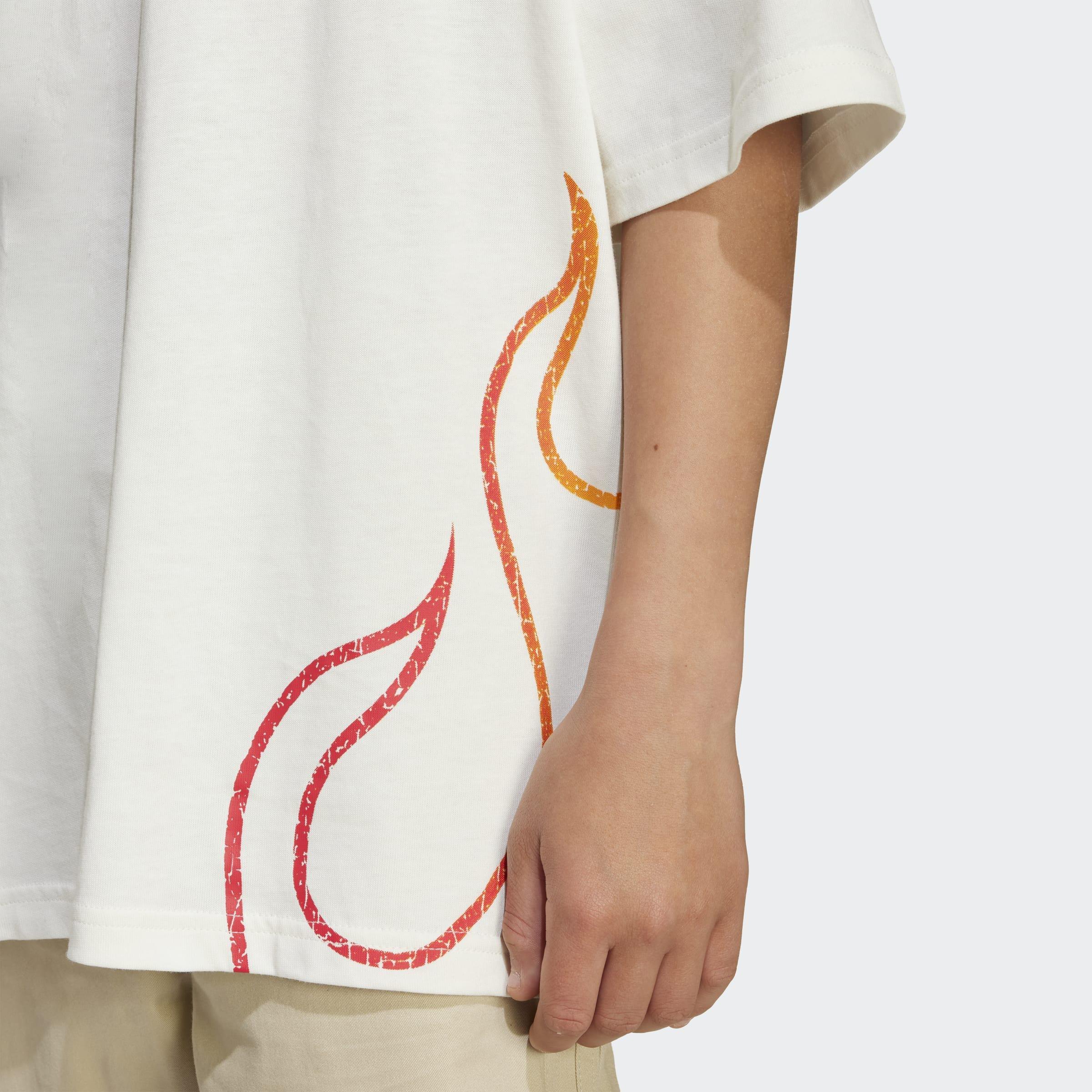 Kids Unisex Flames T-Shirt, White, A701_ONE, large image number 3