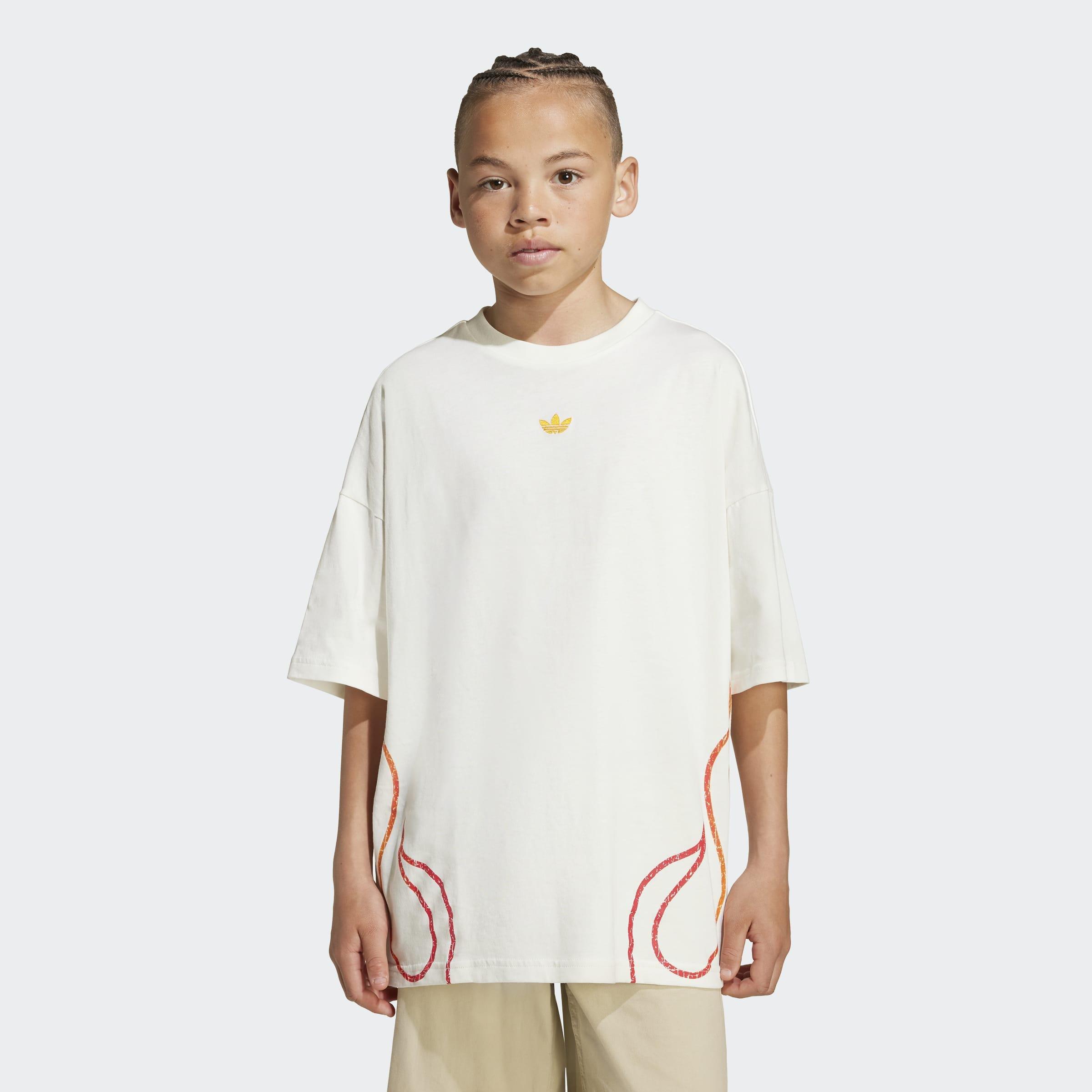 Kids Unisex Flames T-Shirt, White, A701_ONE, large image number 5