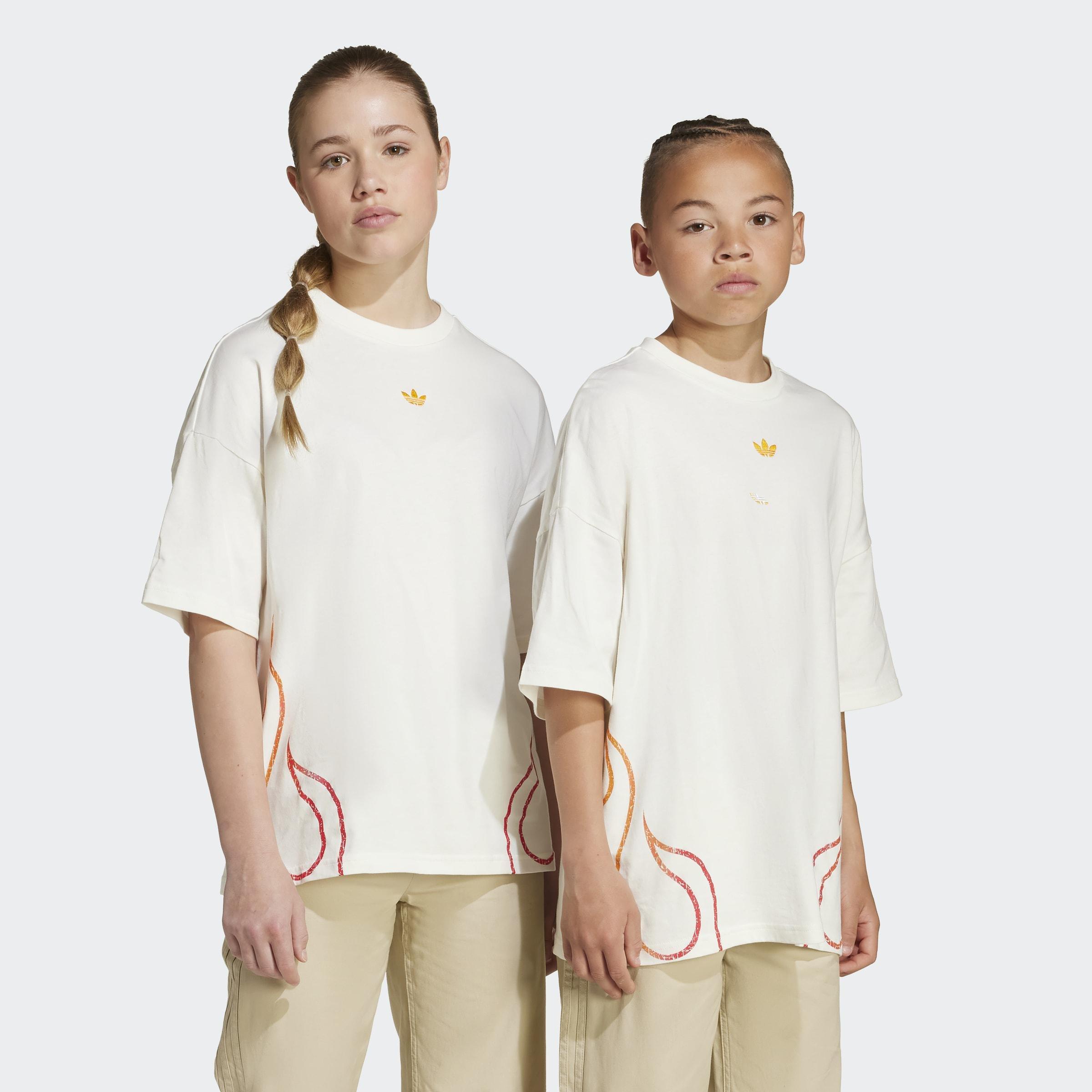 Kids Unisex Flames T-Shirt, White, A701_ONE, large image number 6