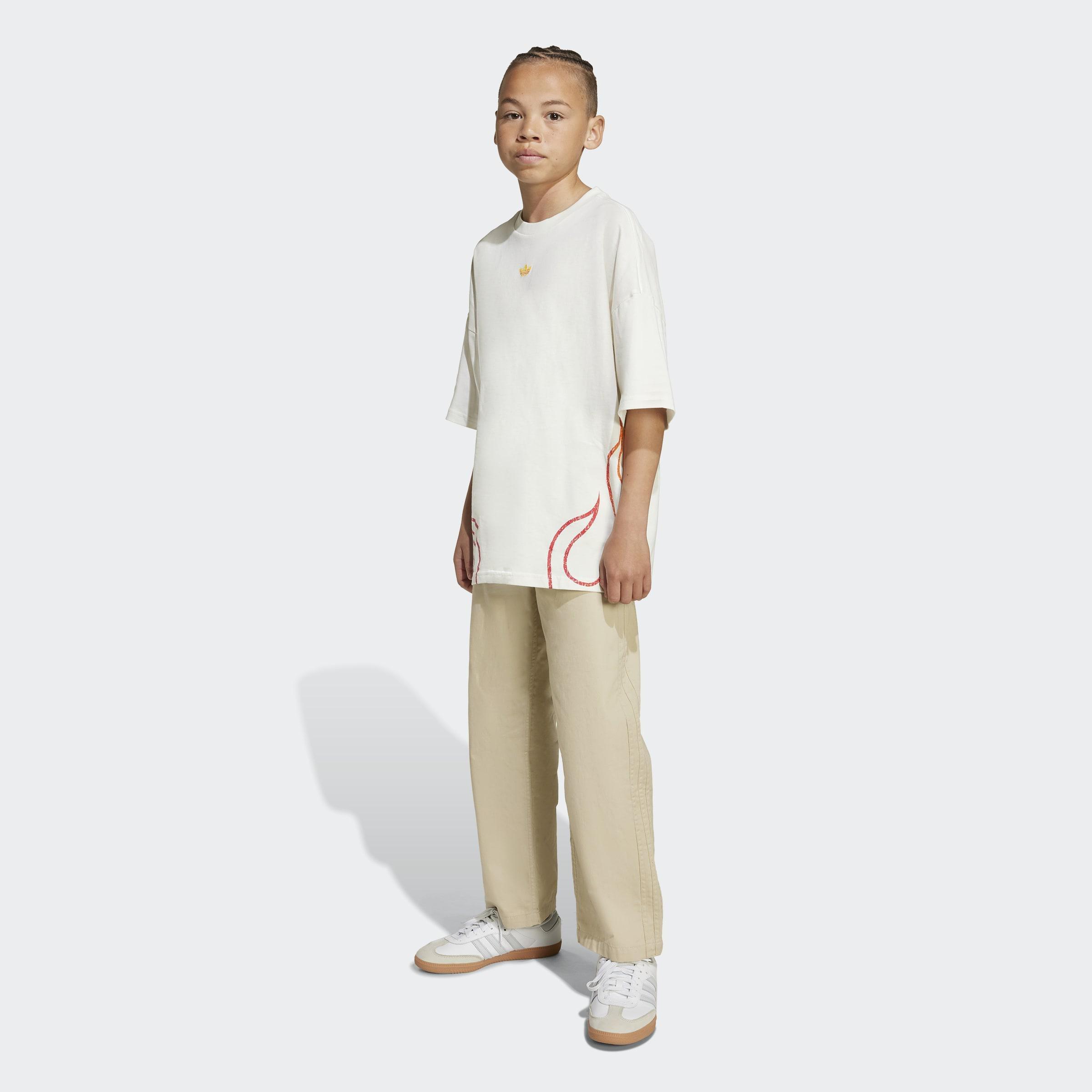 Kids Unisex Flames T-Shirt, White, A701_ONE, large image number 7