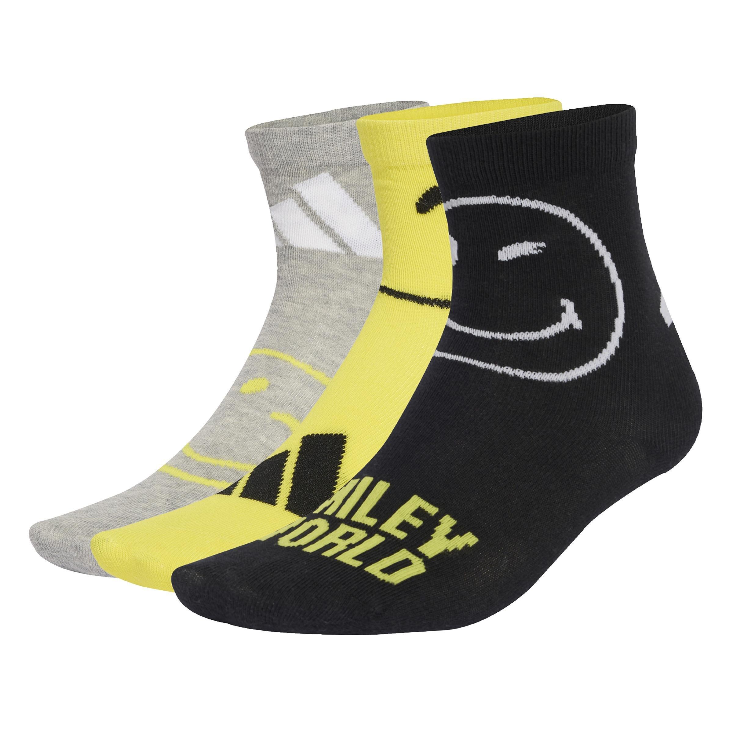 Kids Unisex adidas Smiley 3 Pairs Per Pack Socks, Grey, , large image number 5