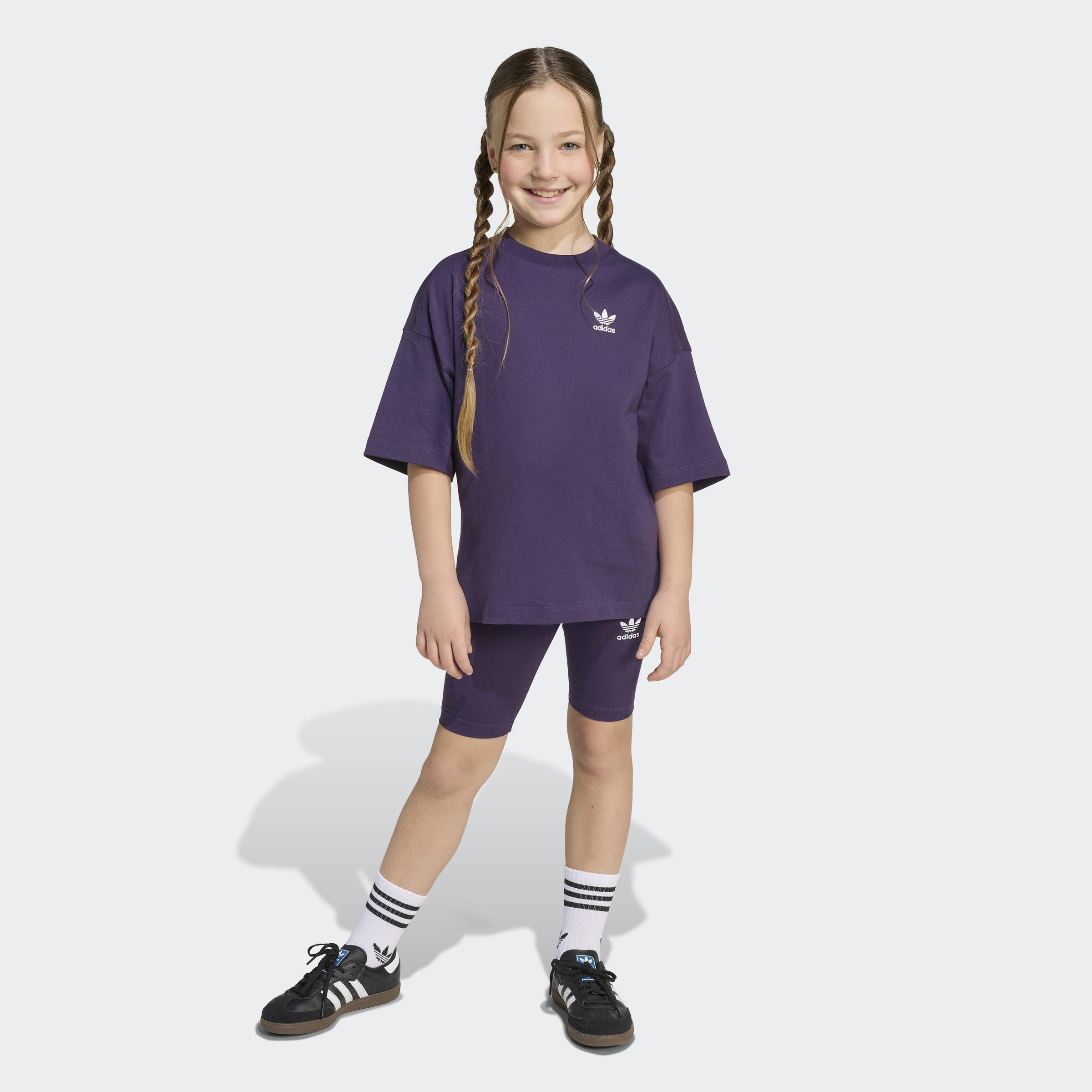 Kids Cycling Shorts and T-Shirt Set, Purple, A701_ONE, large image number 0