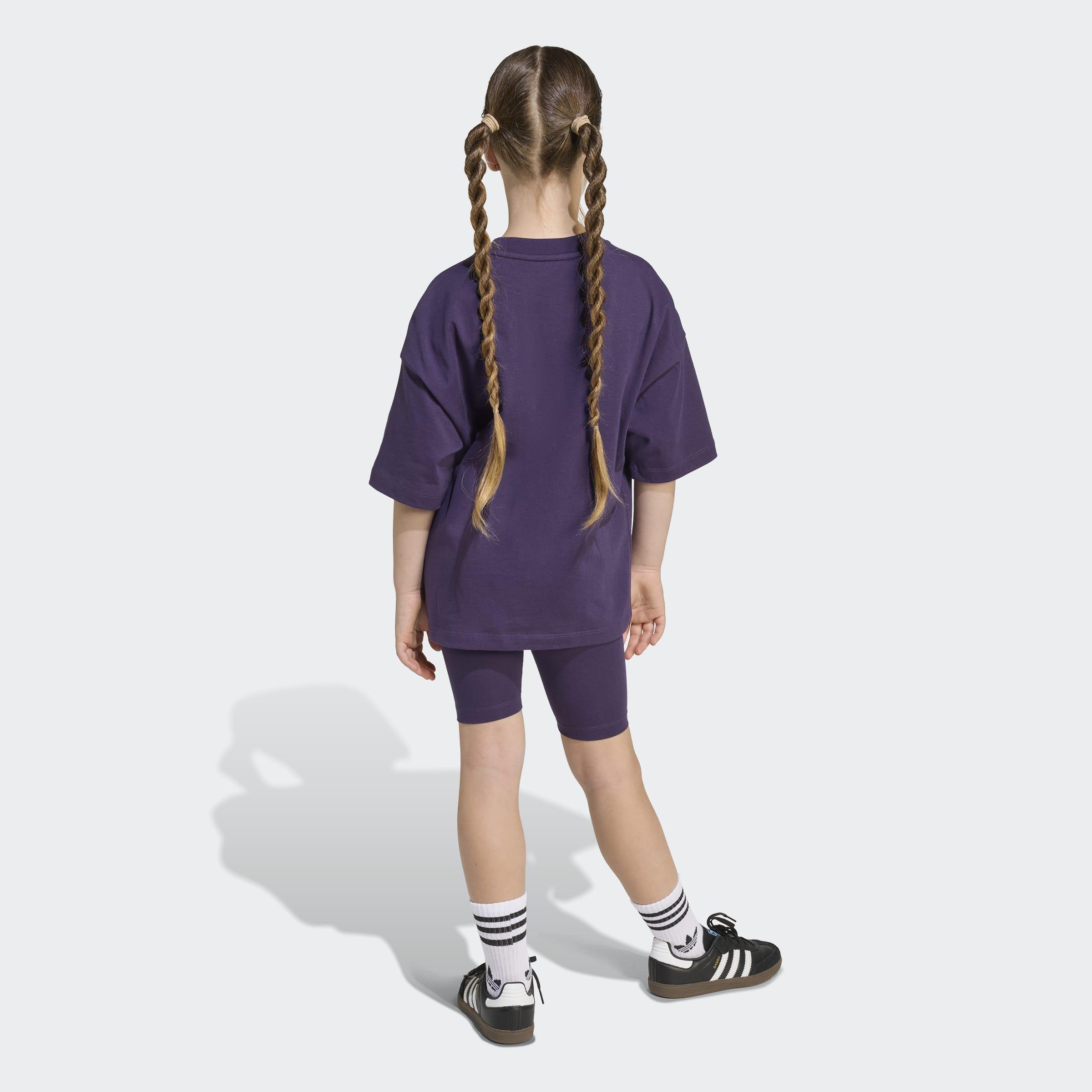 Kids Cycling Shorts and T-Shirt Set, Purple, A701_ONE, large image number 0