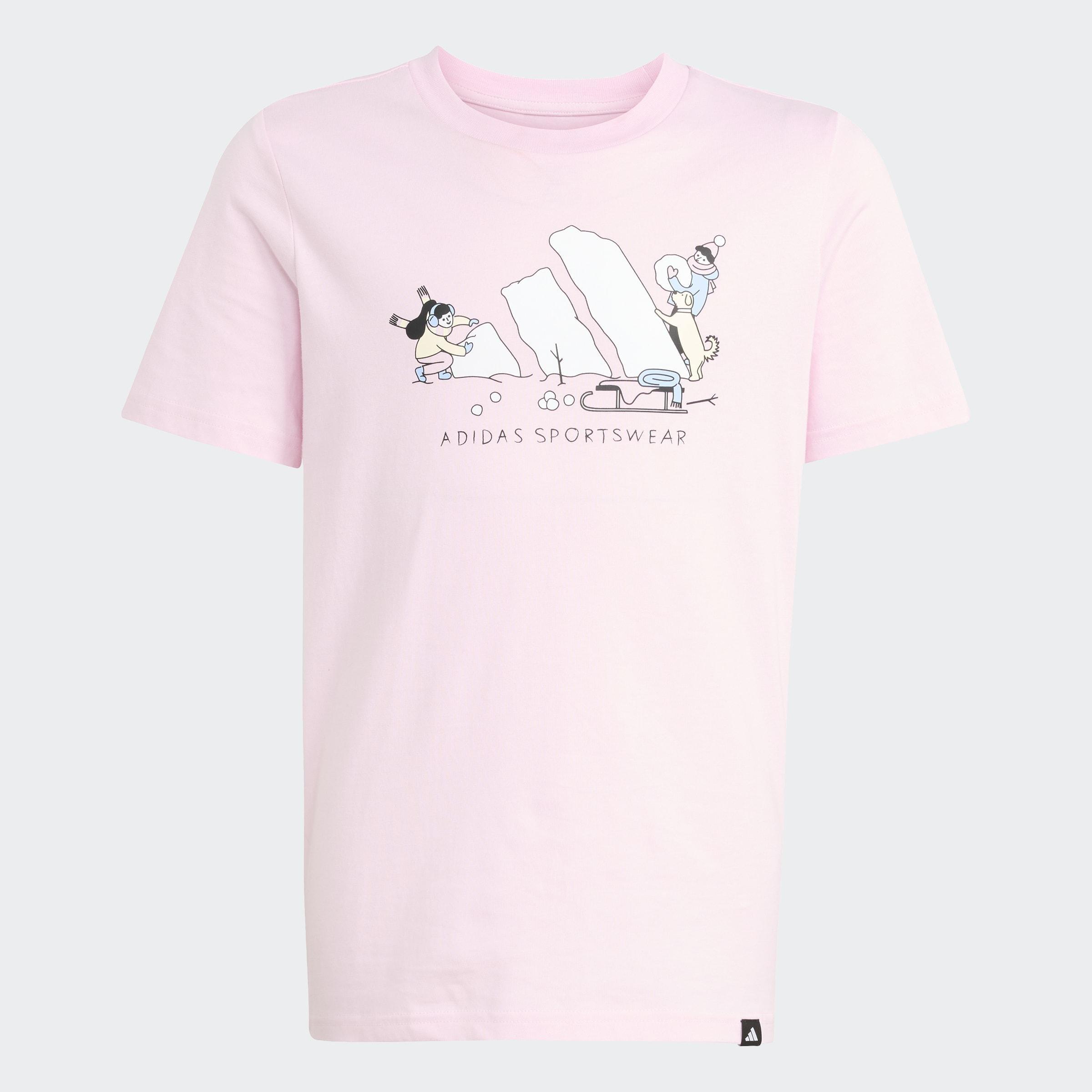 Kids Unisex Winter Sports Graphic T-Shirt, Pink, A701_ONE, large image number 0