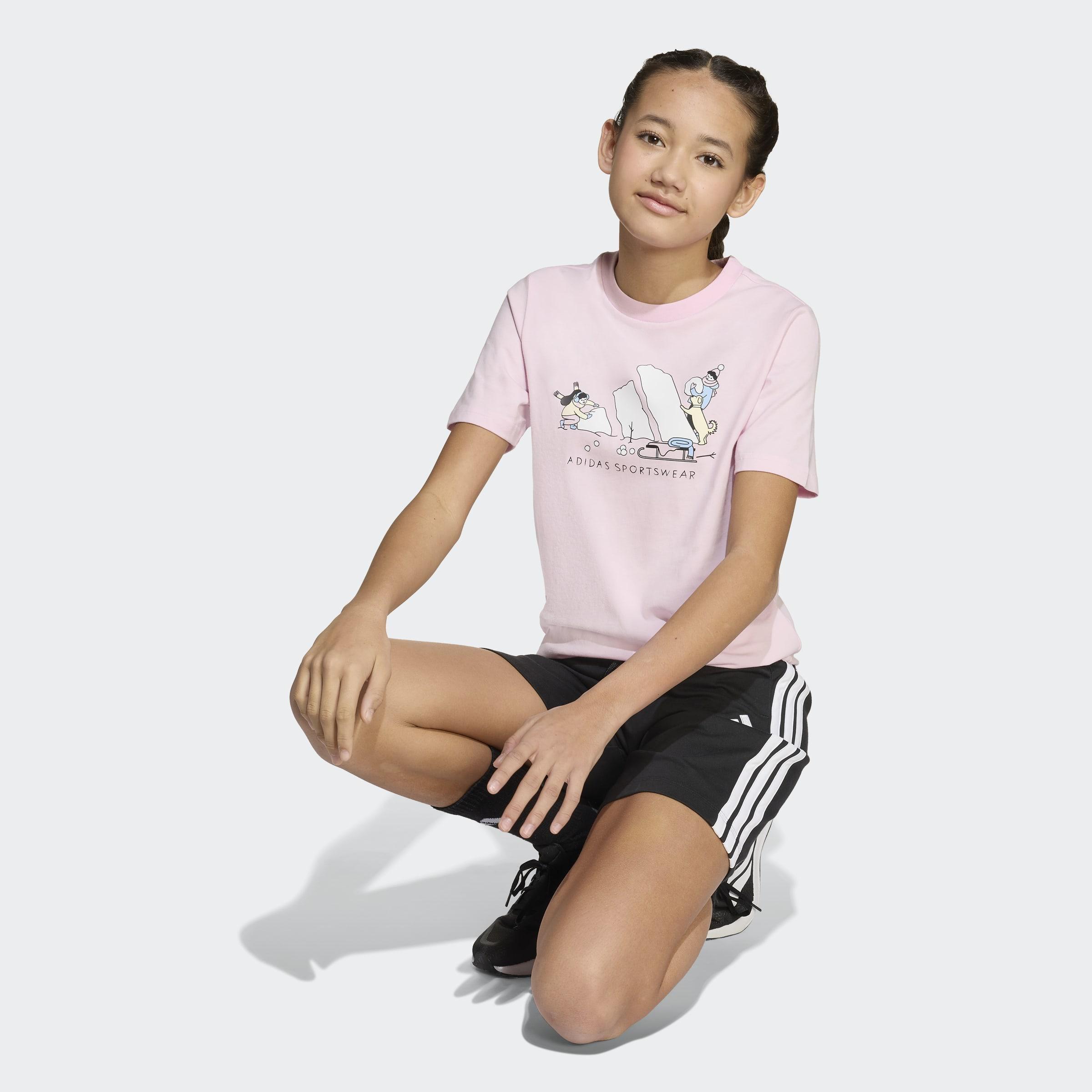 Kids Unisex Winter Sports Graphic T-Shirt, Pink, A701_ONE, large image number 4