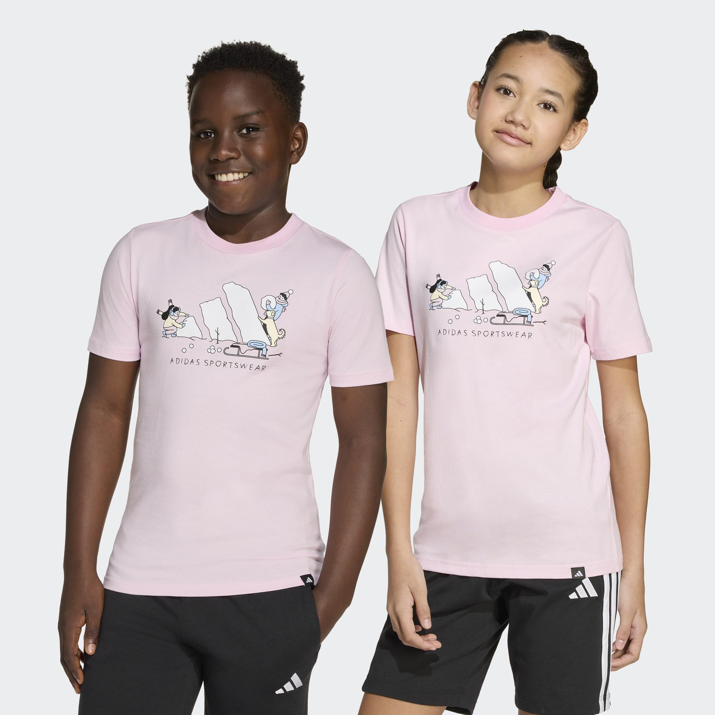 Kids Unisex Winter Sports Graphic T-Shirt, Pink, A701_ONE, large image number 5