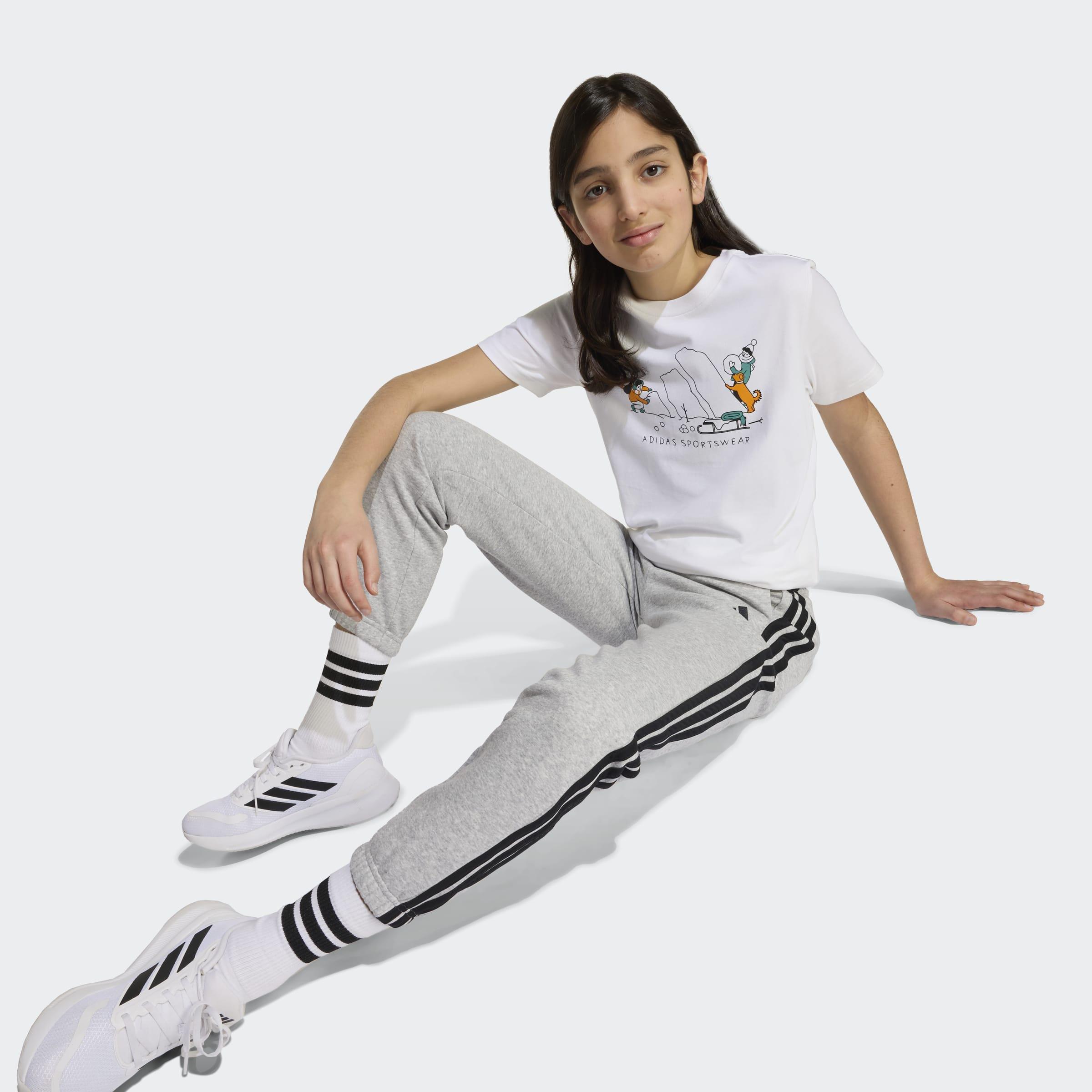 Kids Unisex Winter Sports Graphic T-Shirt, White, A701_ONE, large image number 3