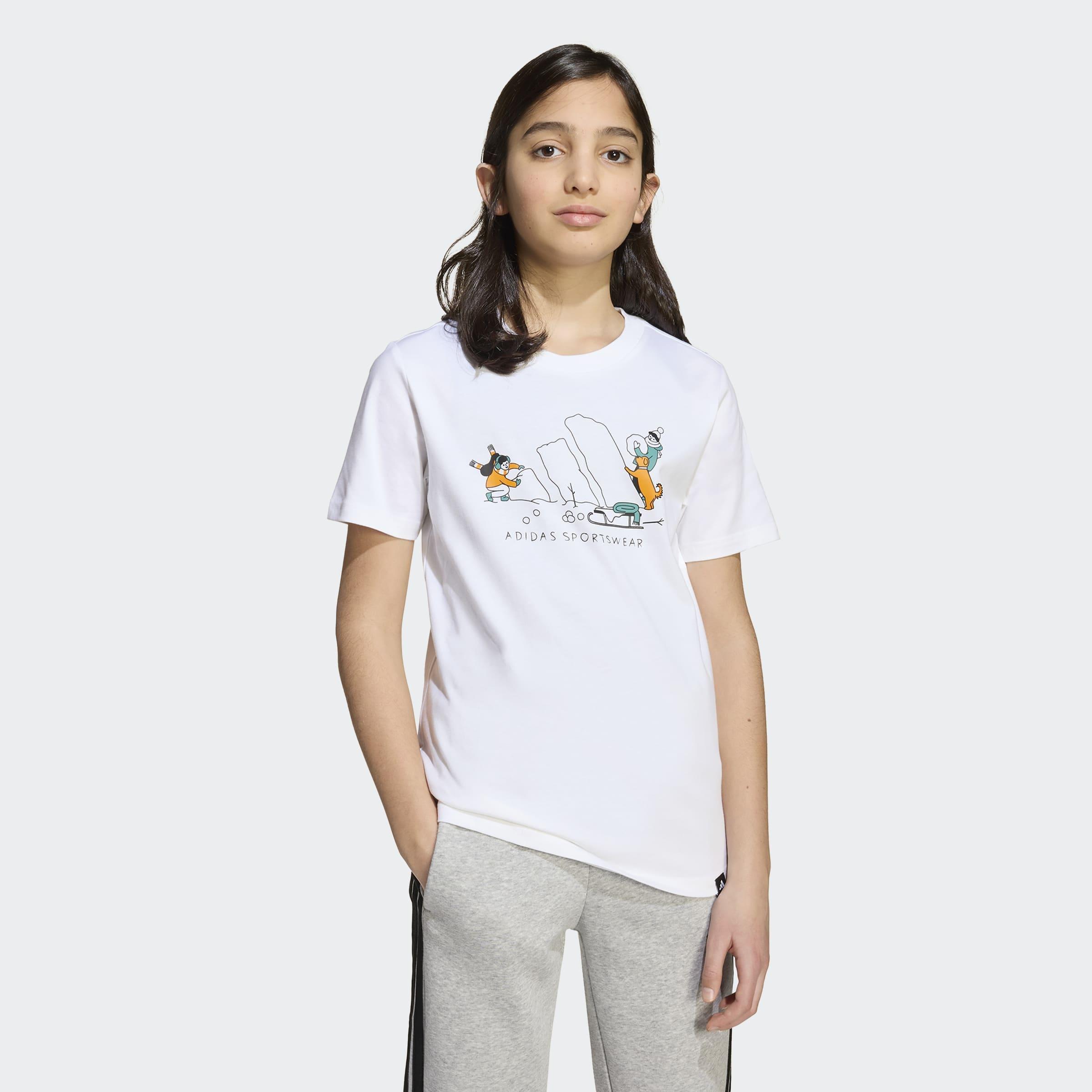 Kids Unisex Winter Sports Graphic T-Shirt, White, A701_ONE, large image number 6