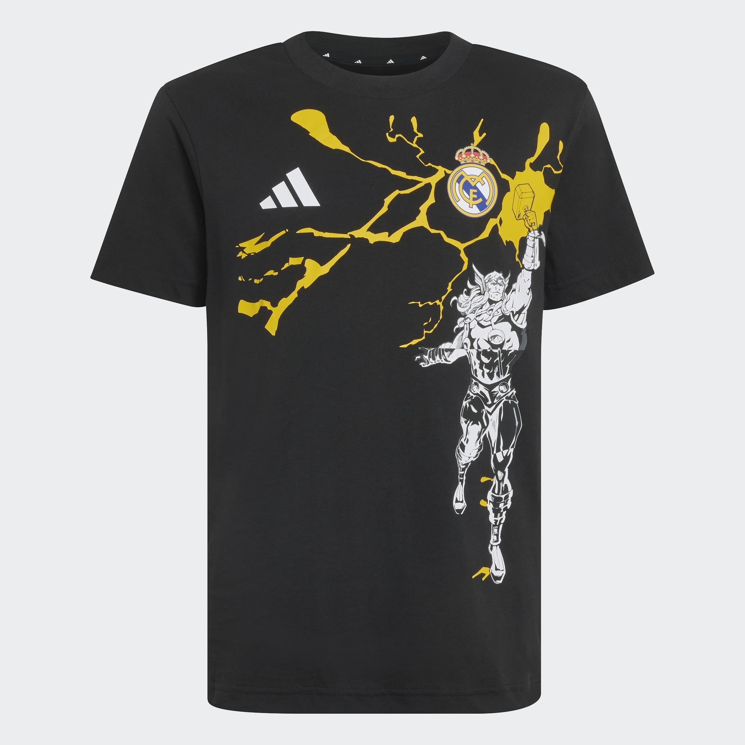Kids Unisex Adidas Real Madrid Avengers T-Shirt, Black