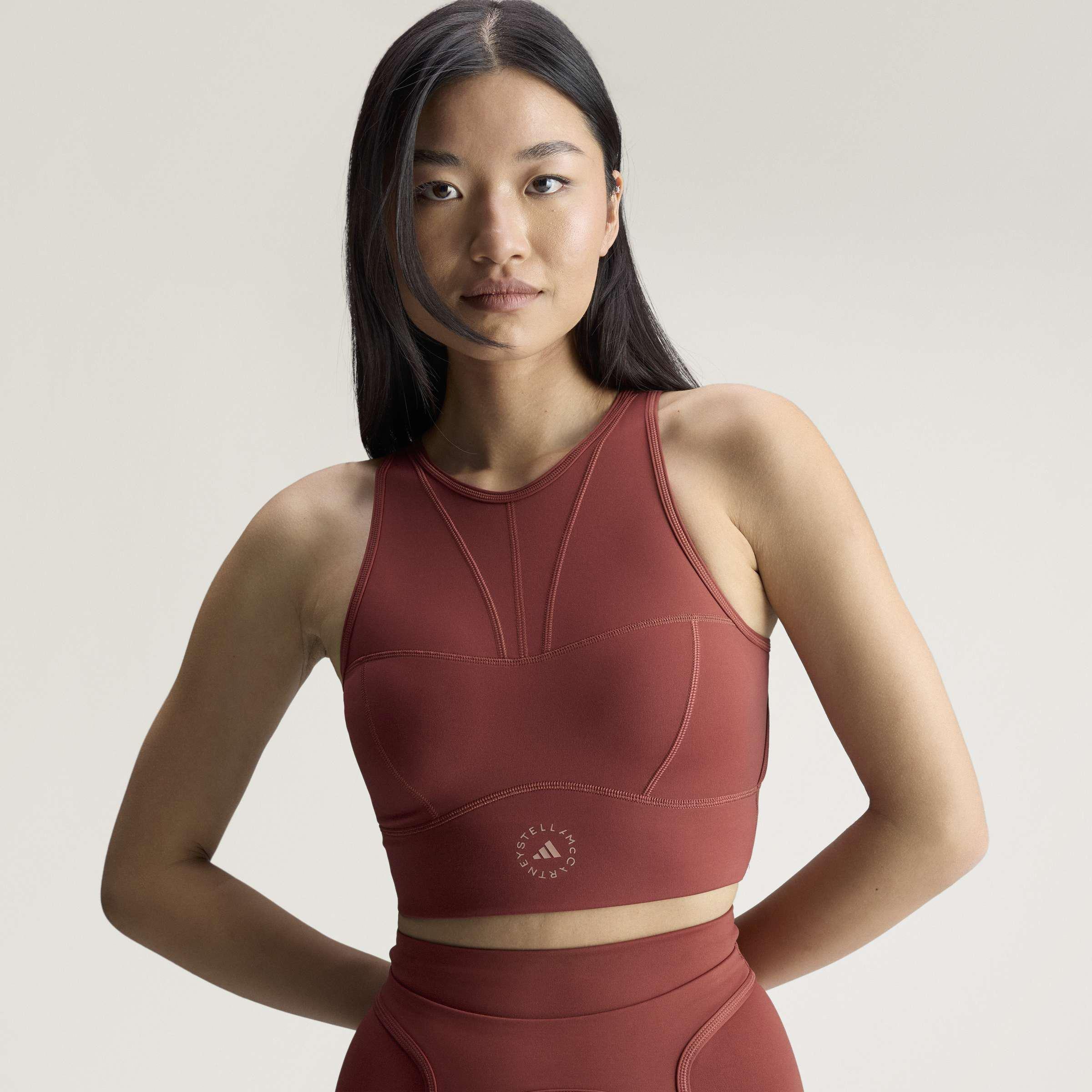 adidas by Stella McCartney Training Crop Top, Brown, A701_ONE, large image number 4