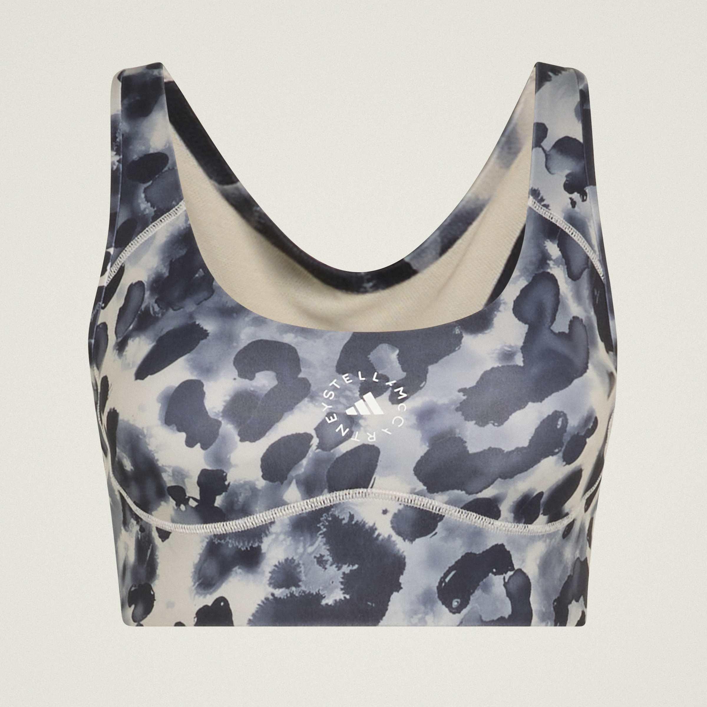 adidas by Stella McCartney Power Impact Training Bra Medium Support Printed, Grey, A701_ONE, medium