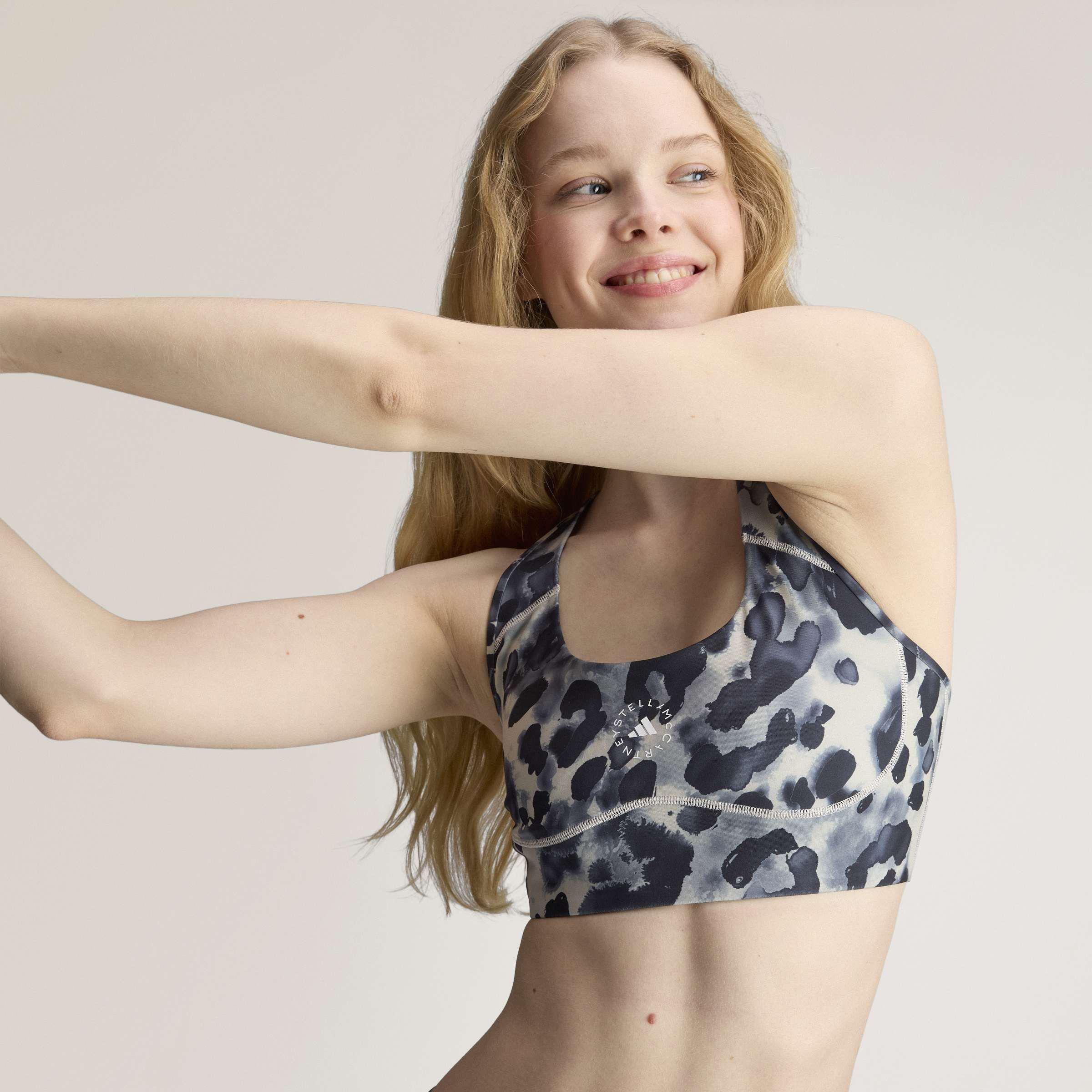 adidas by Stella McCartney Power Impact Training Bra Medium Support Printed, Grey, A701_ONE, large image number 4