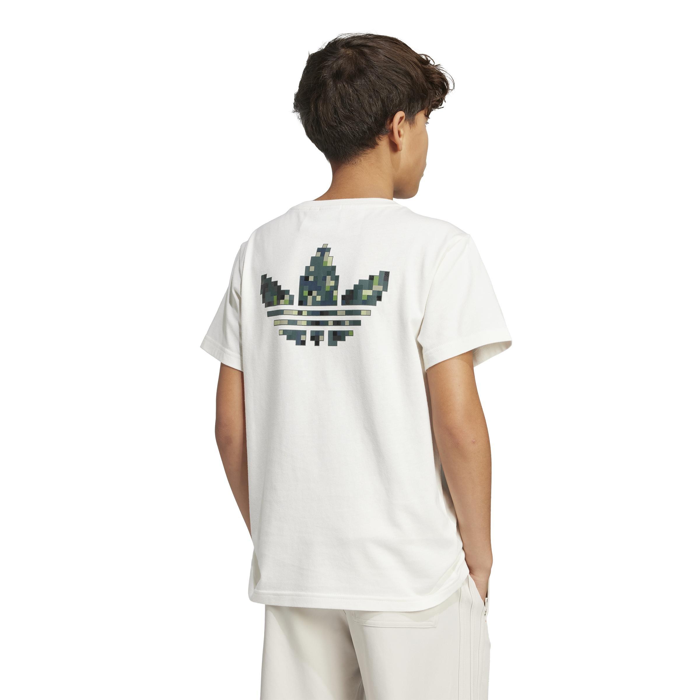Unisex Kids adidas Originals x Minecraft Graphic Tee, White, A701_ONE, large image number 1