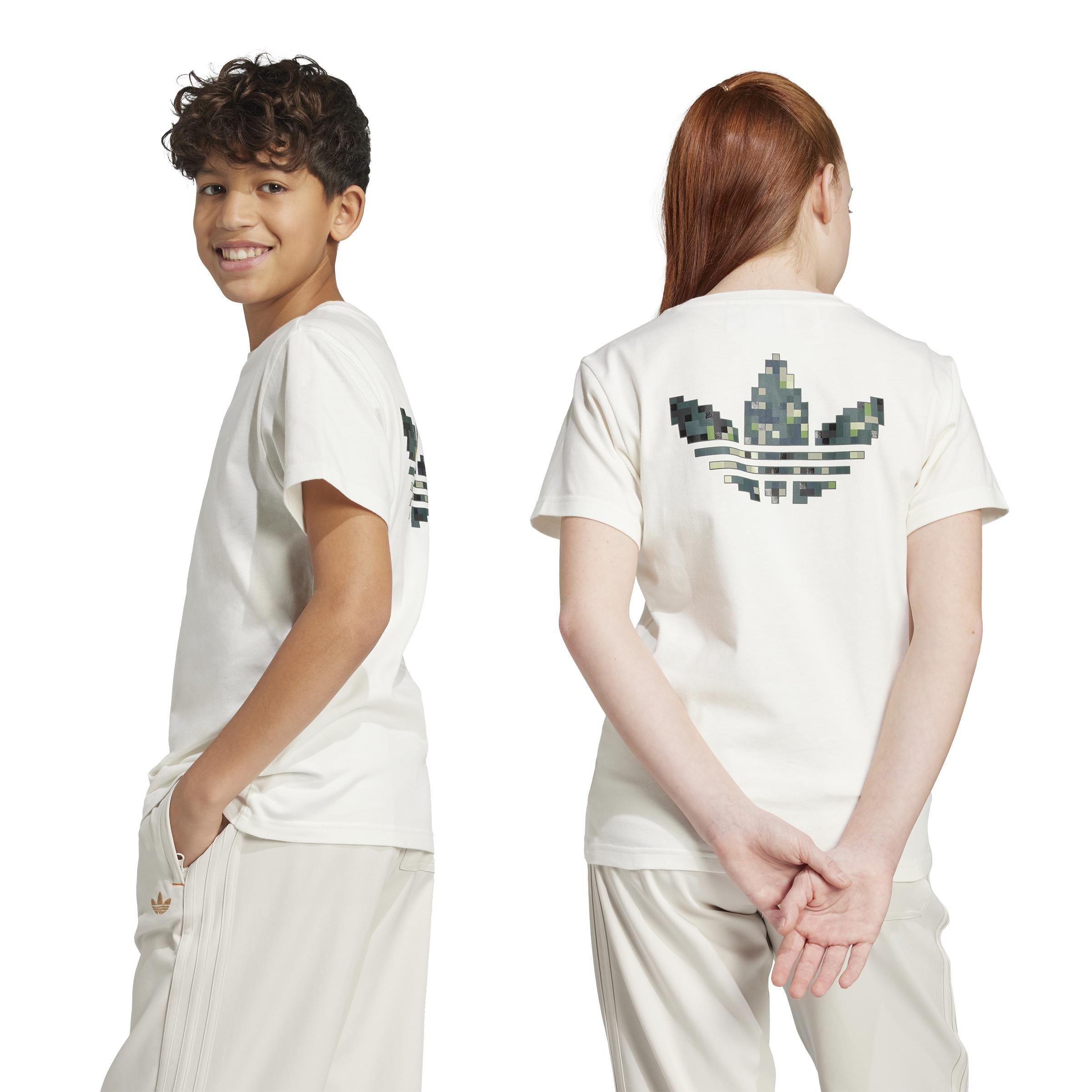 Unisex Kids adidas Originals x Minecraft Graphic Tee, White, A701_ONE, large image number 2