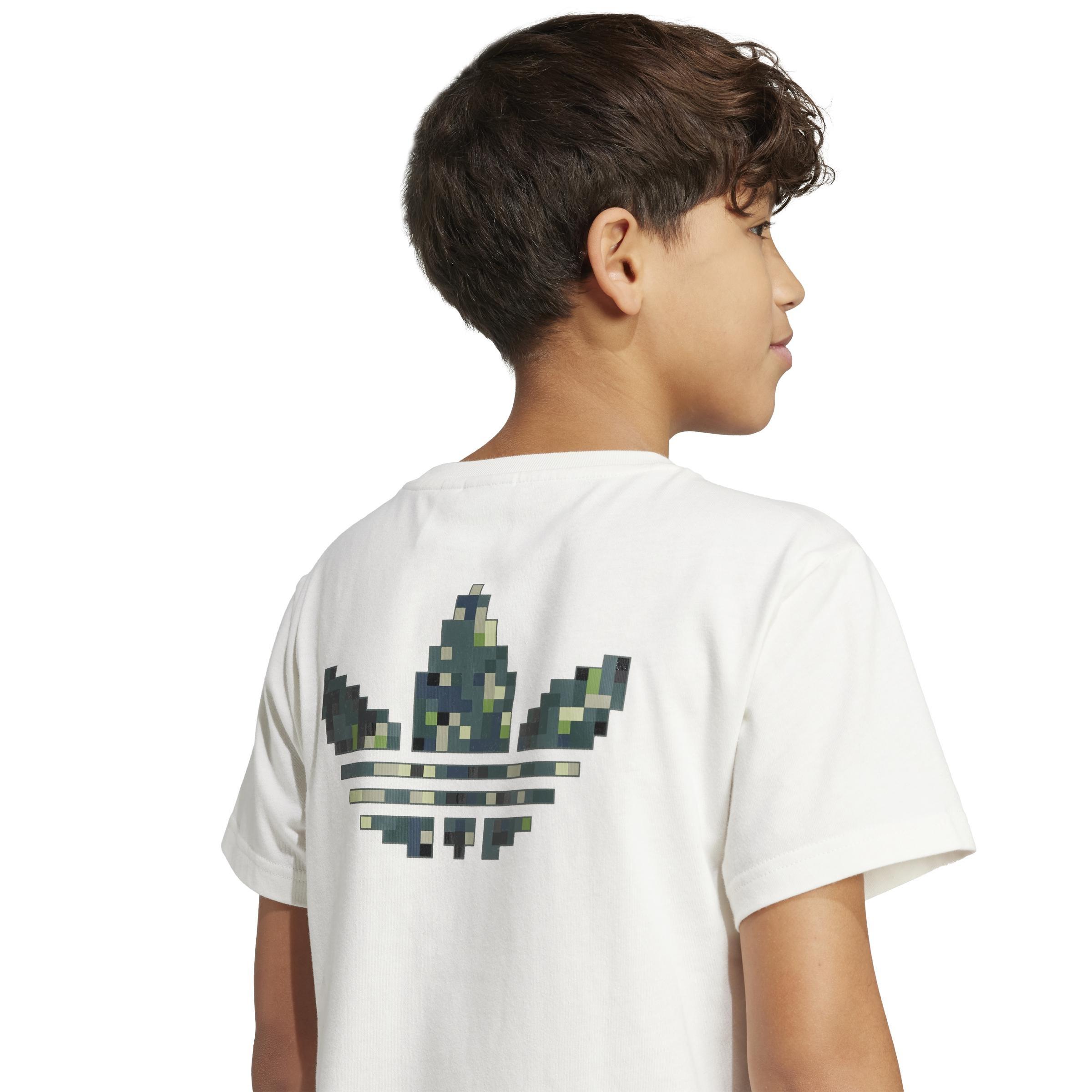 Unisex Kids adidas Originals x Minecraft Graphic Tee, White, A701_ONE, large image number 3