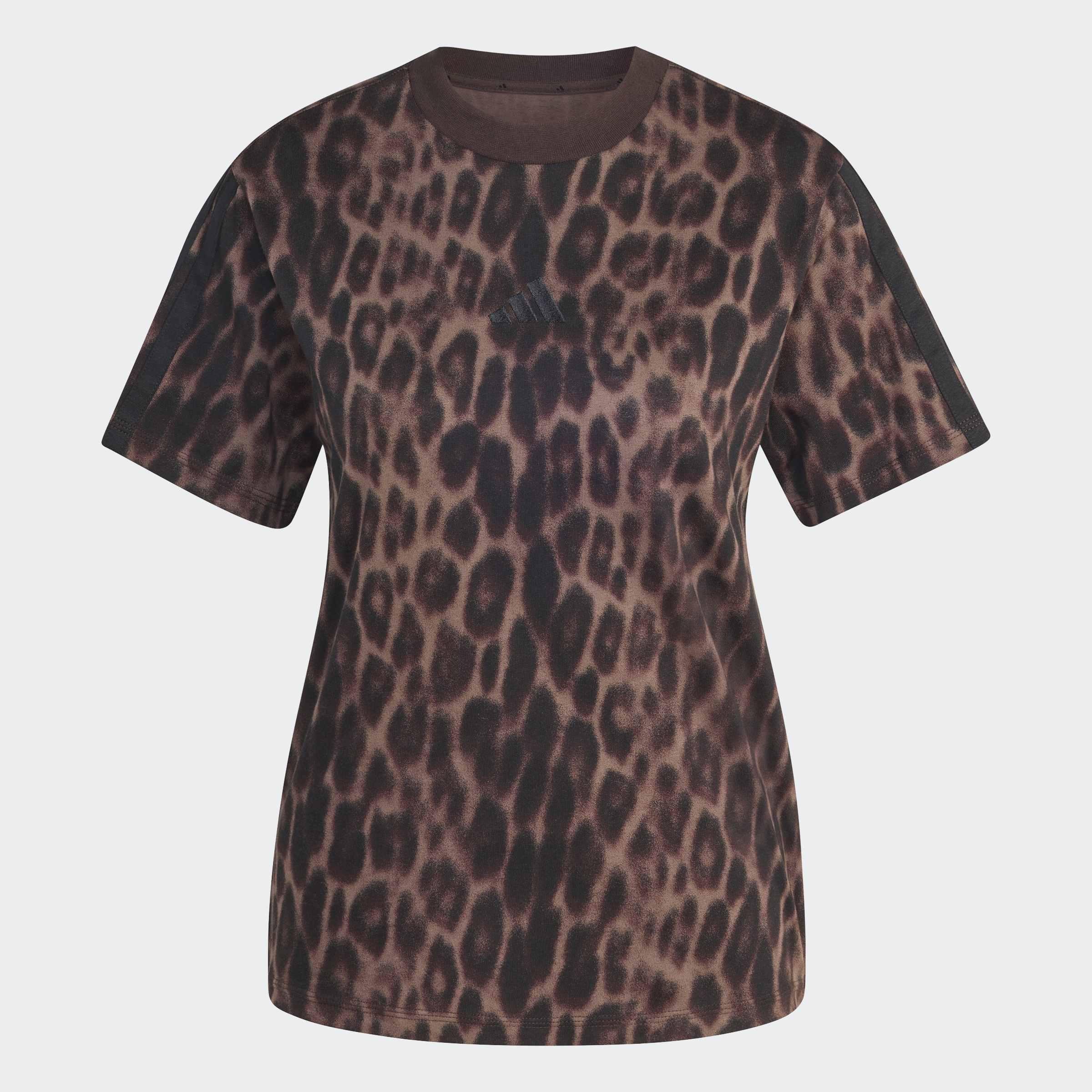 Seasonal Essentials Leopard Print T-Shirt with 3-Stripes, Multicolor, A701_ONE, large image number 0