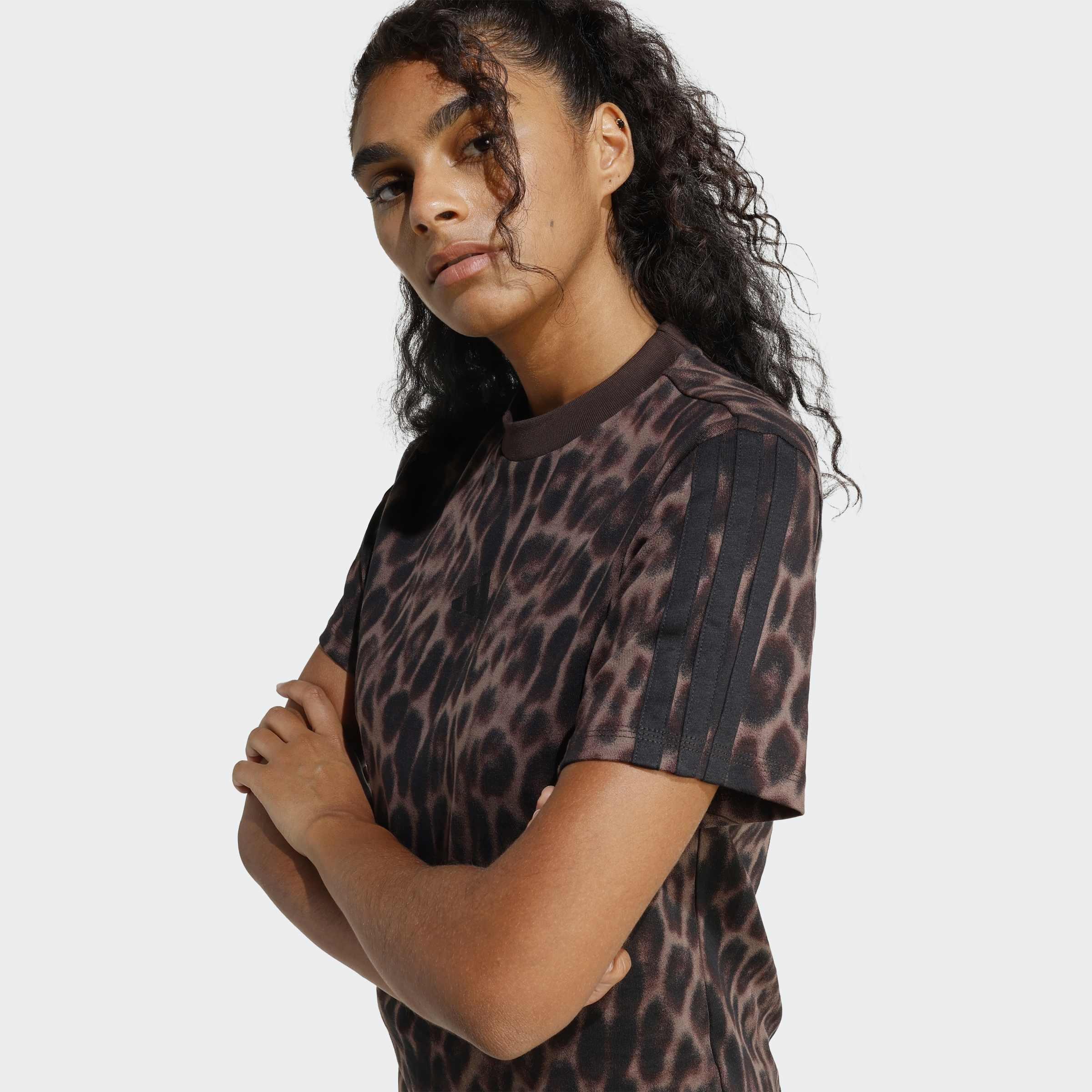 Seasonal Essentials Leopard Print T-Shirt with 3-Stripes, Multicolor, A701_ONE, large image number 3