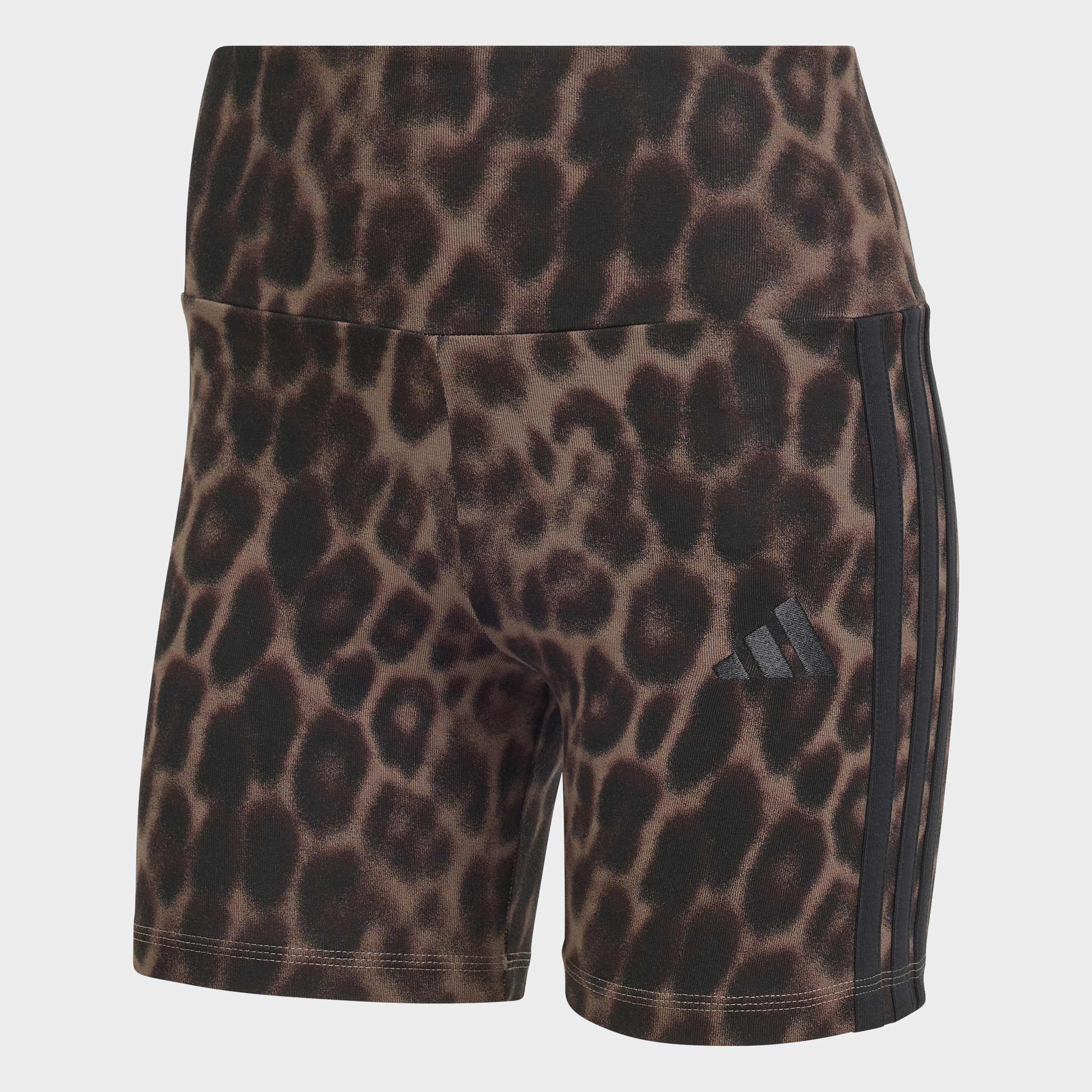 Seasonal Essentials Leopard Print Biker Shorts with 3-Stripes, Multicolor, A701_ONE, medium