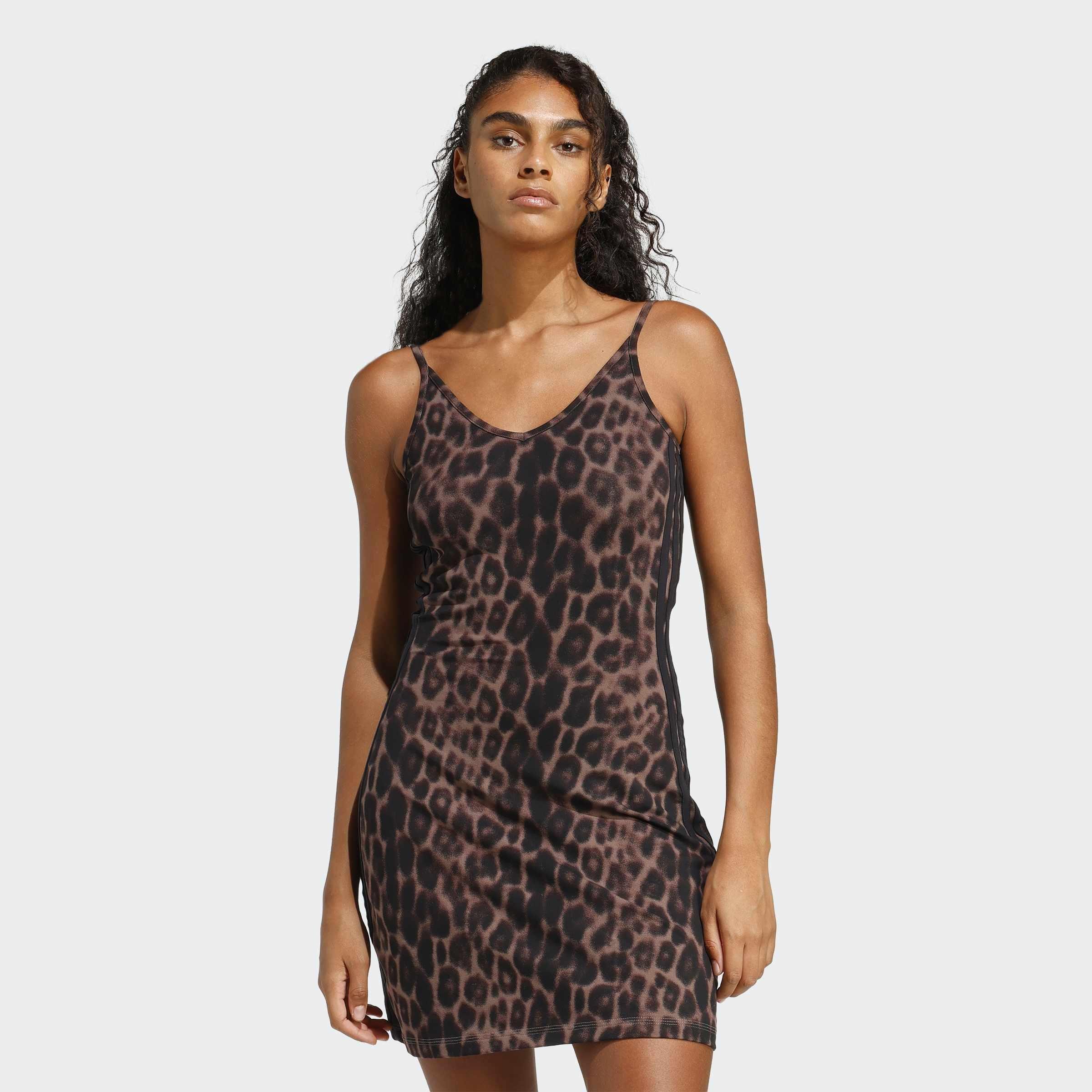 Seasonal Essentials Leopard Print Mini-Dress with 3-Stripes, Multicolor, A701_ONE, large image number 4