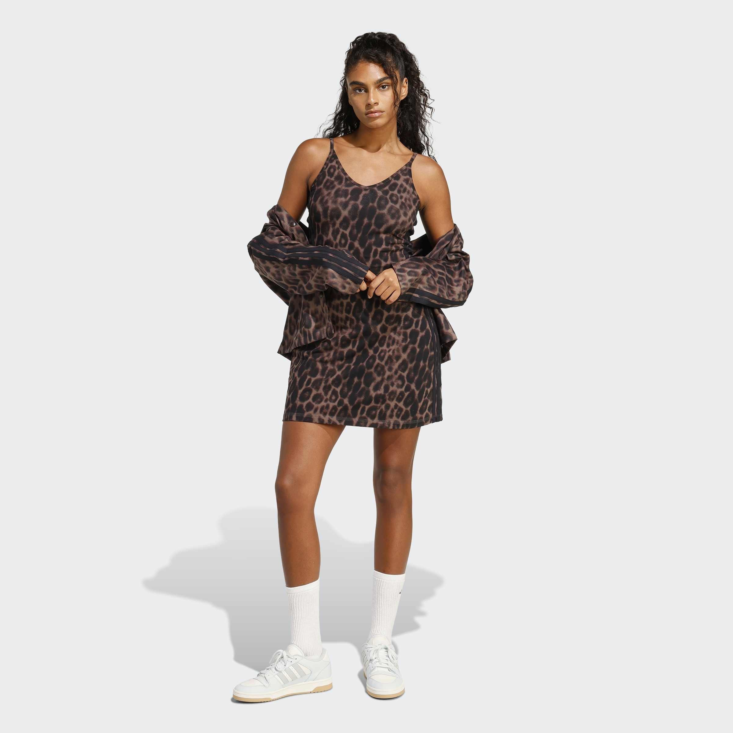 Seasonal Essentials Leopard Print Mini-Dress with 3-Stripes, Multicolor, A701_ONE, large image number 5